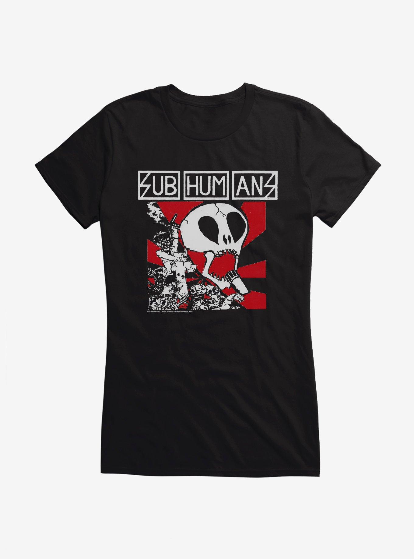 Subhumans Skull Band Logo Girls T-Shirt, BLACK, hi-res