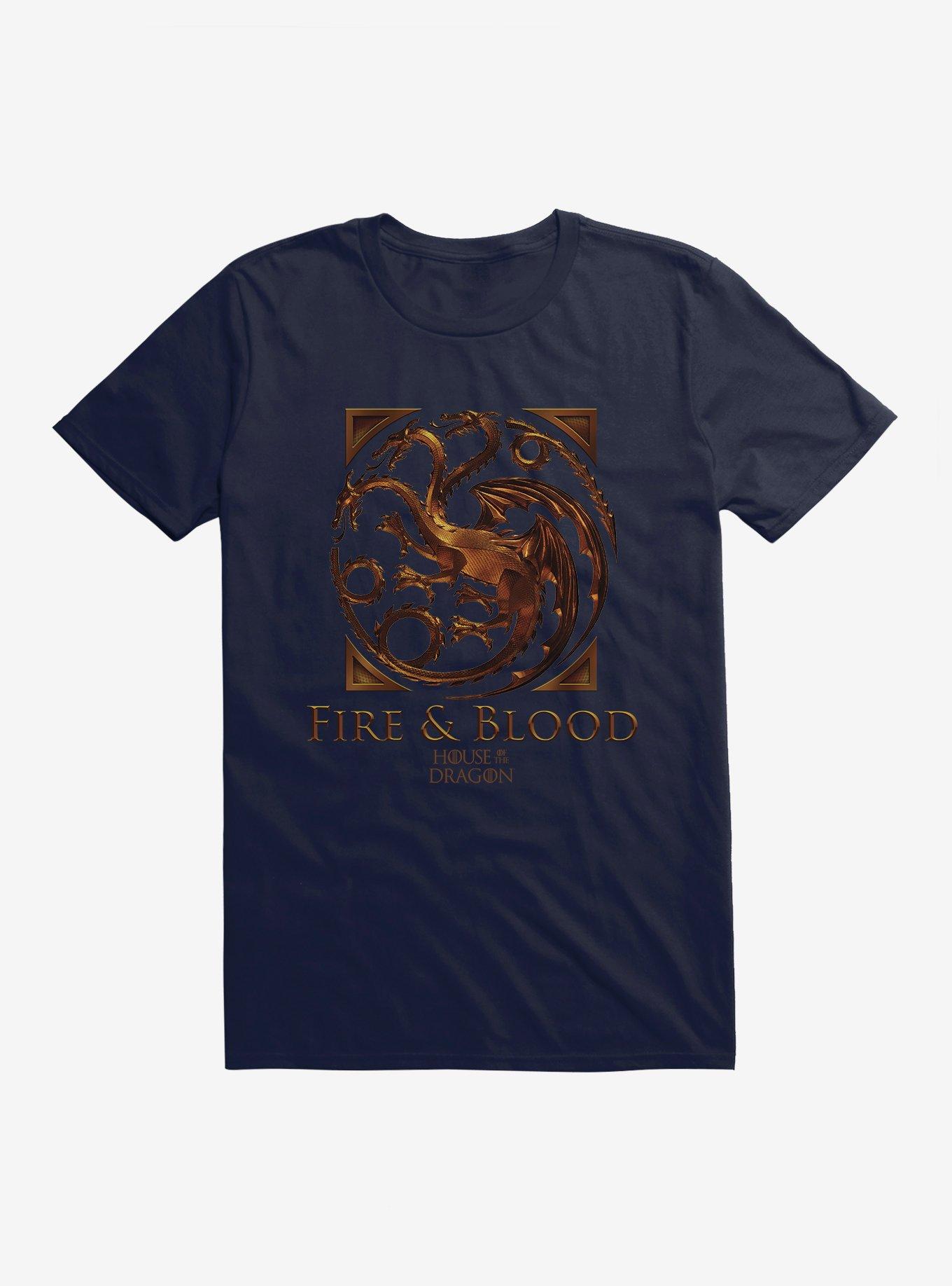 House Of The Dragon Fire And Blood House Targaryen T-Shirt, NAVY, hi-res