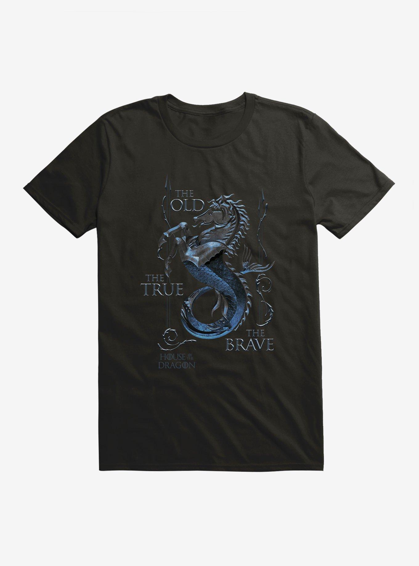 House Of The Dragon The True, The Old, The Brave House Velaryon T-Shirt, BLACK, hi-res