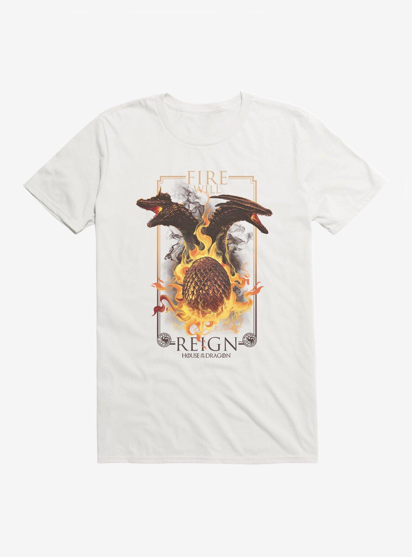 House Of The Dragon Fire Will Reign Dragon Egg T-Shirt, WHITE, hi-res
