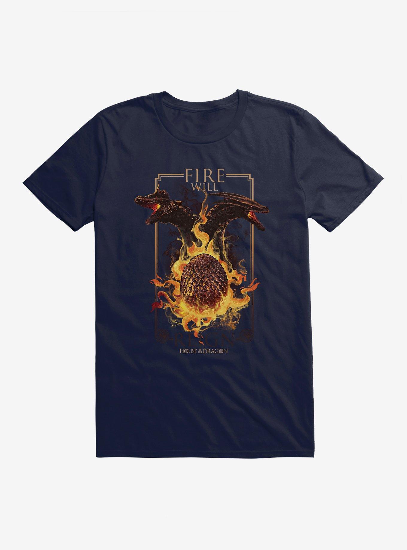 House Of The Dragon Fire Will Reign Dragon Egg T-Shirt, NAVY, hi-res