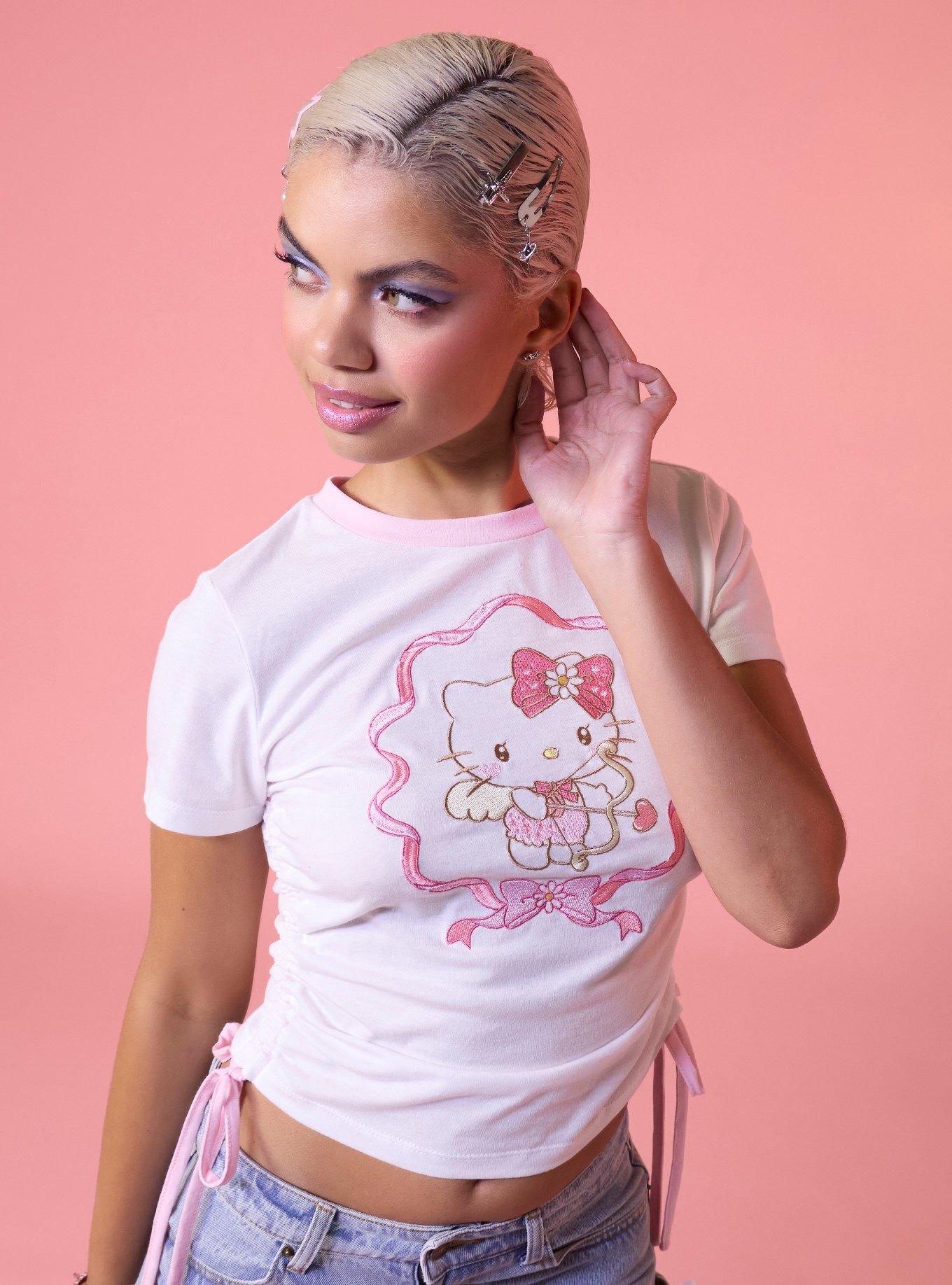 Hello Kitty Cupid Ribbon Girls Crop T-Shirt, , hi-res