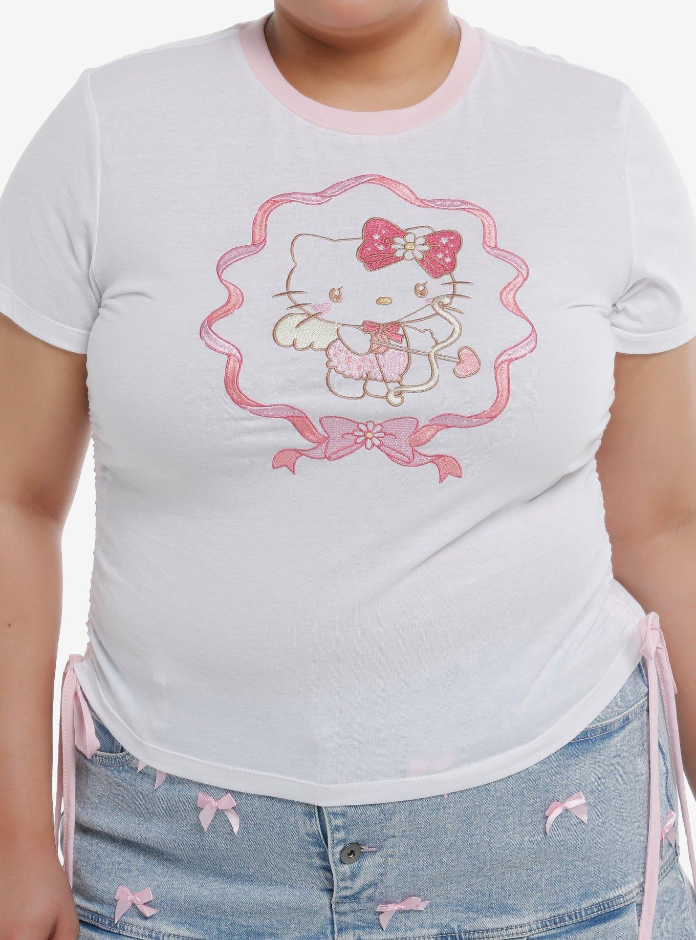 Hello Kitty Cupid Ribbon Girls Crop T-Shirt Plus Size, , hi-res