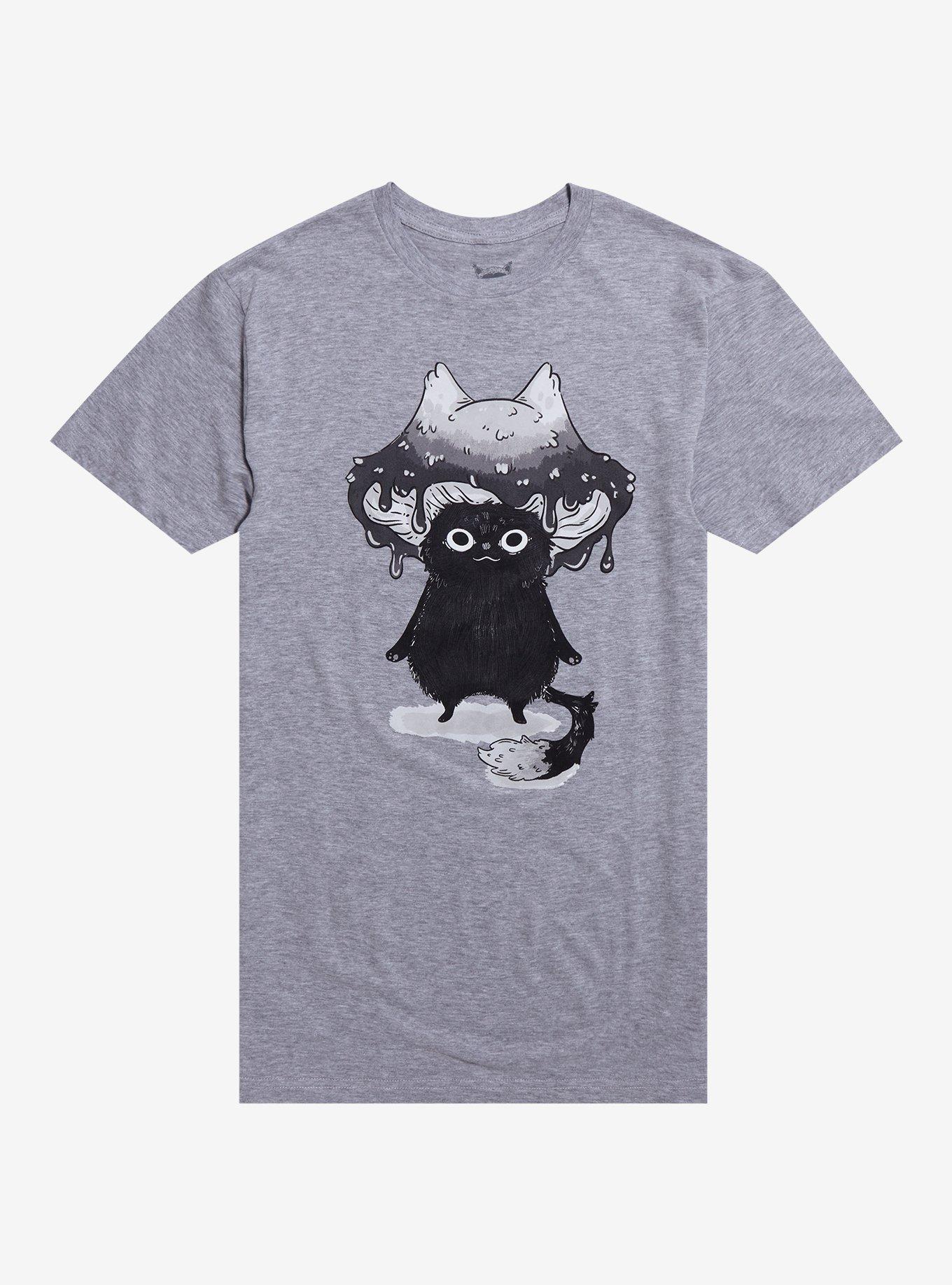 Inky Cat Mushroom T-Shirt By Guild Of Calamity, HEATHER  CHARCOAL, hi-res