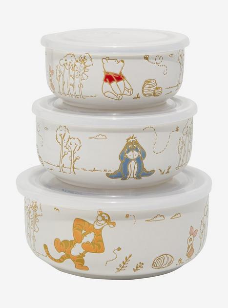 Disney Winnie the Pooh Wax Resist Characters Ceramic Food Storage
