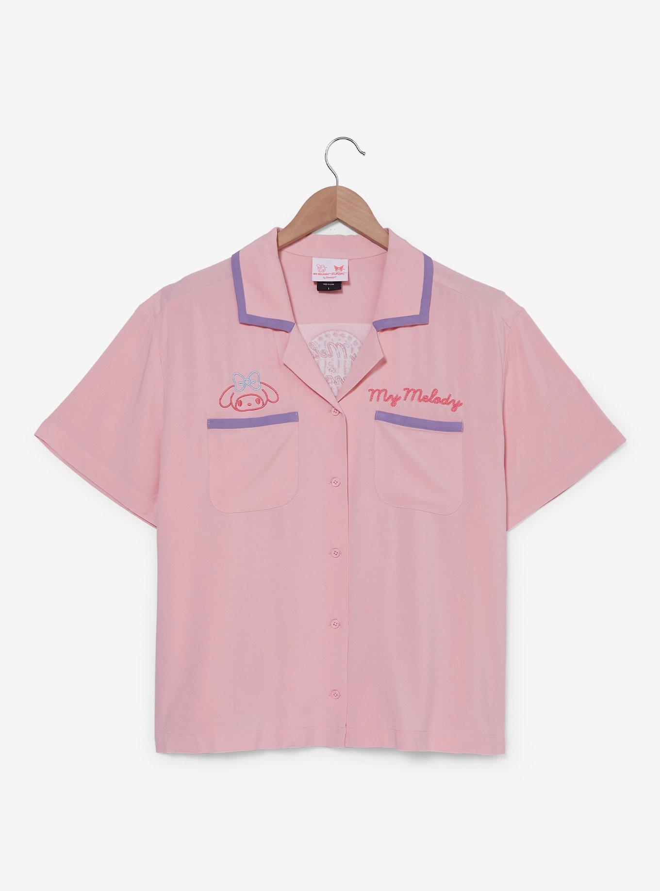 Sanrio My Melody Diner Women's Plus Size Cropped Woven Button-Up - BoxLunch Exclusive, , hi-res