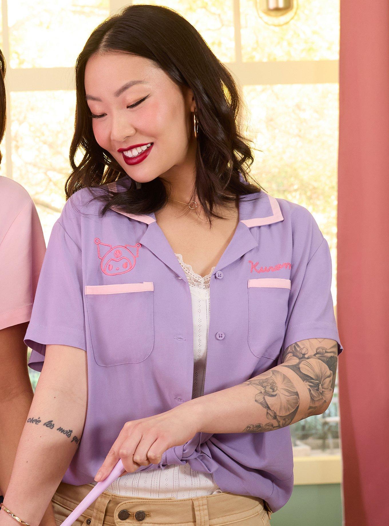 Sanrio Kuromi Diner Women's Cropped Woven Button-Up - BoxLunch