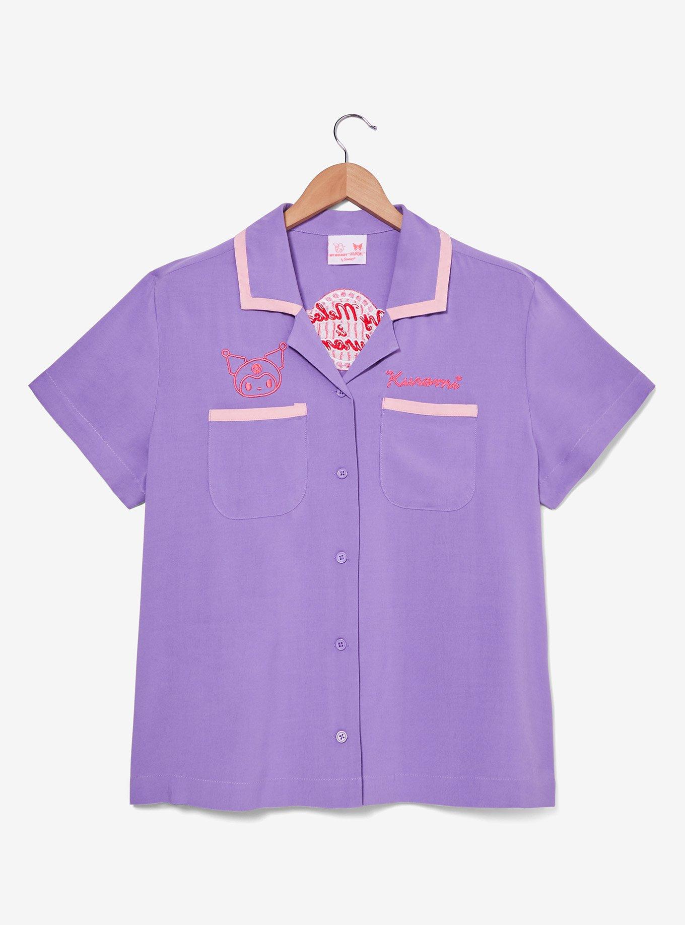 Sanrio Kuromi Diner Women's Plus Size Cropped Woven Button-Up - BoxLunch Exclusive, , hi-res