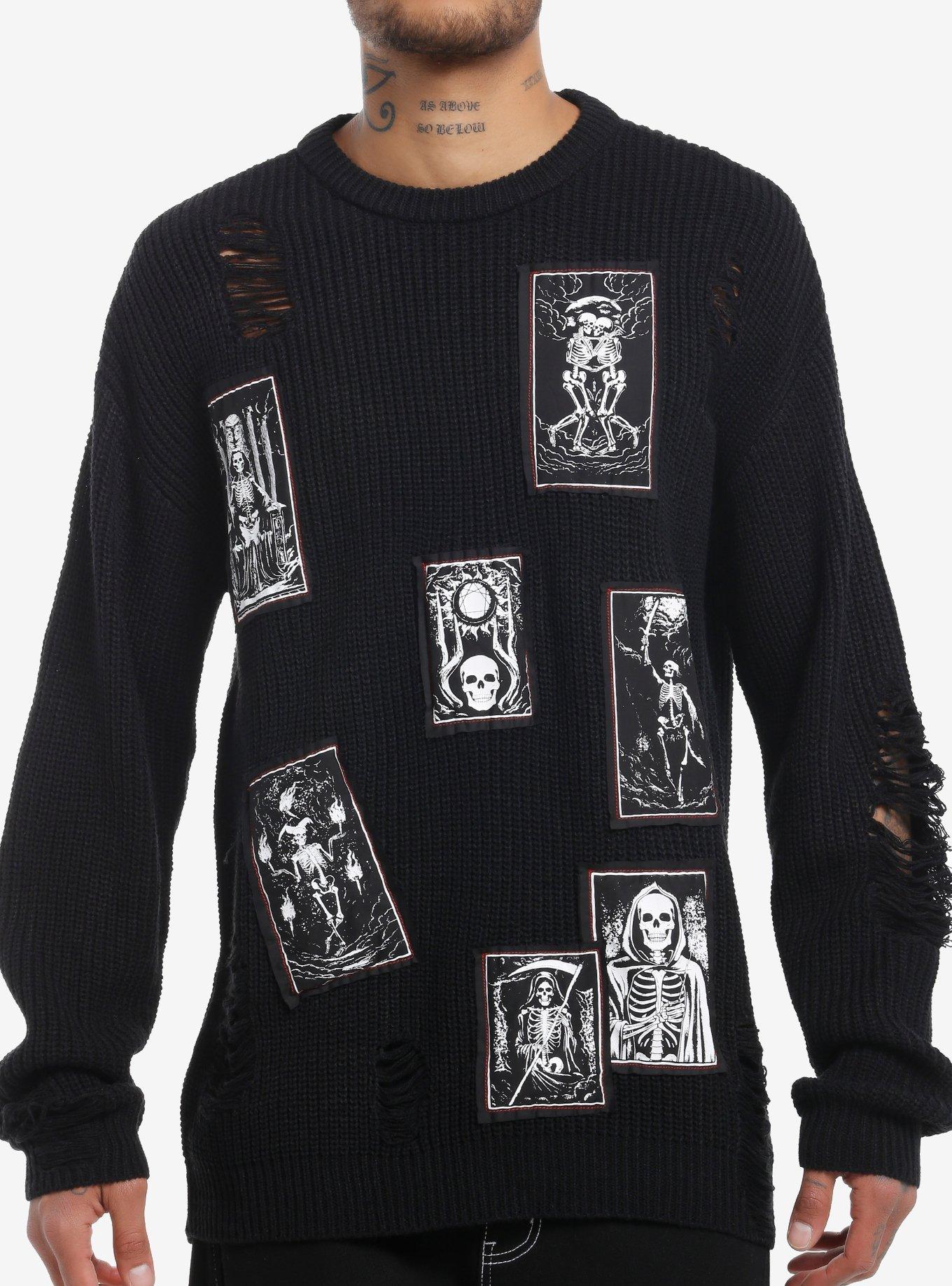 Cosmic Aura Skeleton Patches Knit Sweater, , hi-res