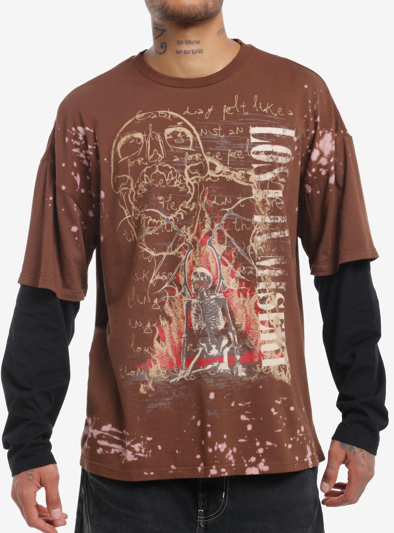 Lost In Misery Brown & Black Twofer Long-Sleeve T-Shirt, , hi-res