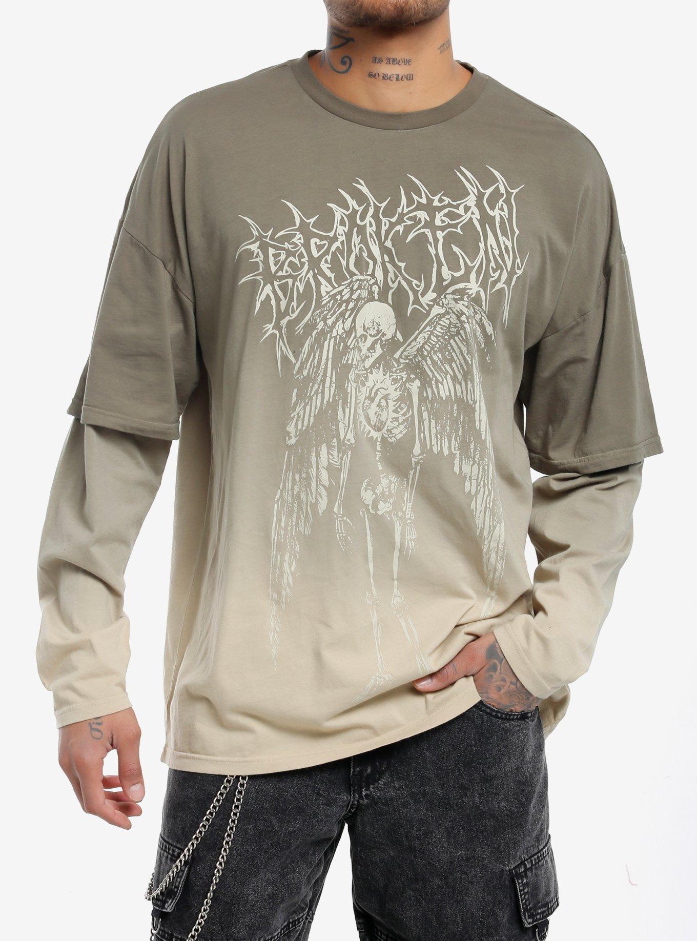 Broken Winged Skeleton Ombre Twofer Long-Sleeve T-Shirt, , hi-res