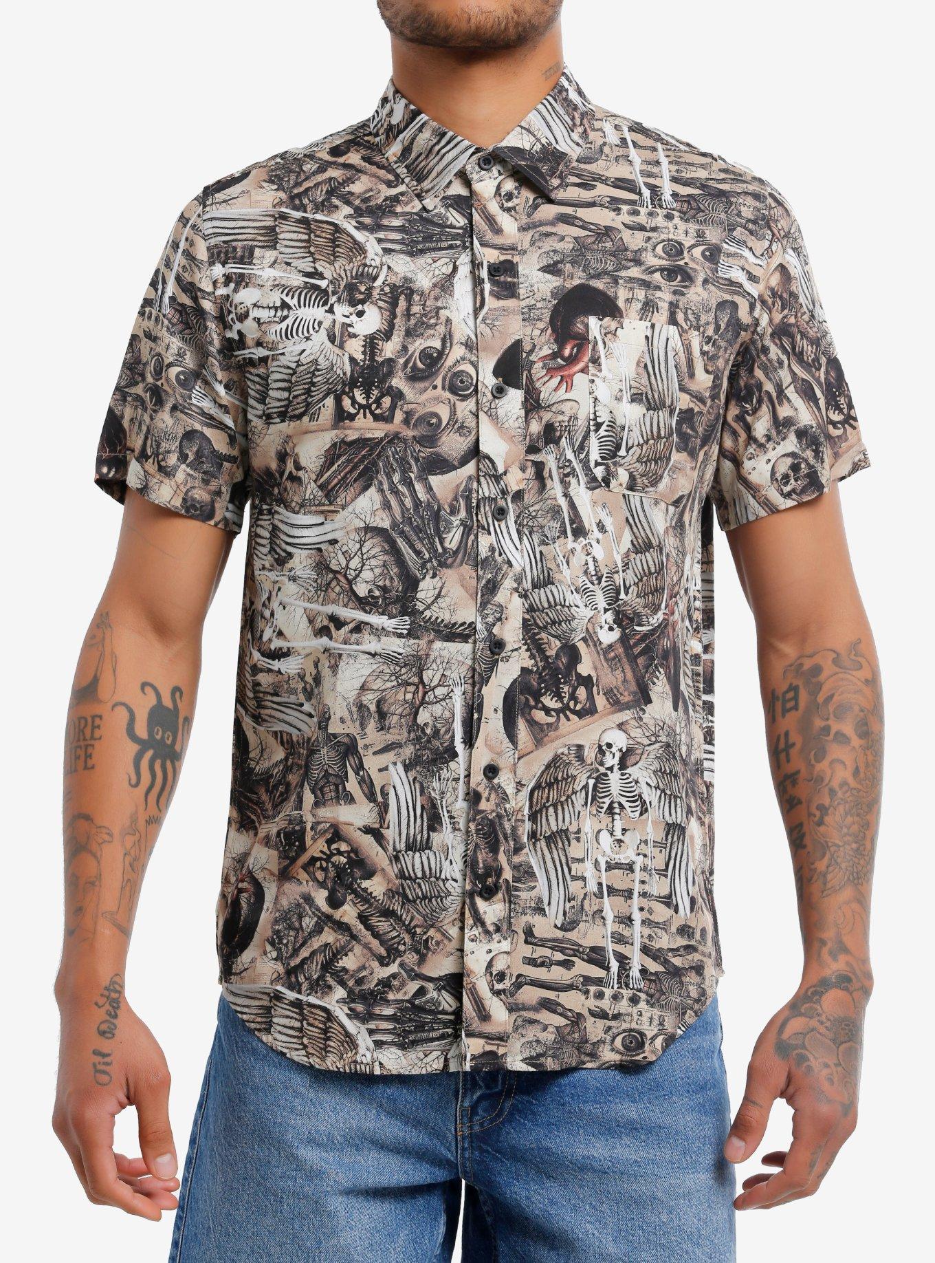 Thorn & Fable Winged Skeletons & Anatomical Illustrations Woven Button-Up, , hi-res