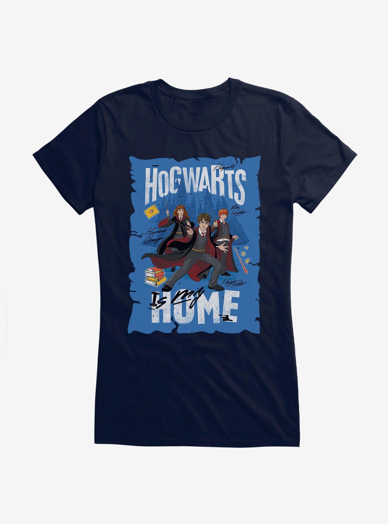 Harry Potter Hogwarts Is My Home Blue Art Girls T-Shirt, , hi-res