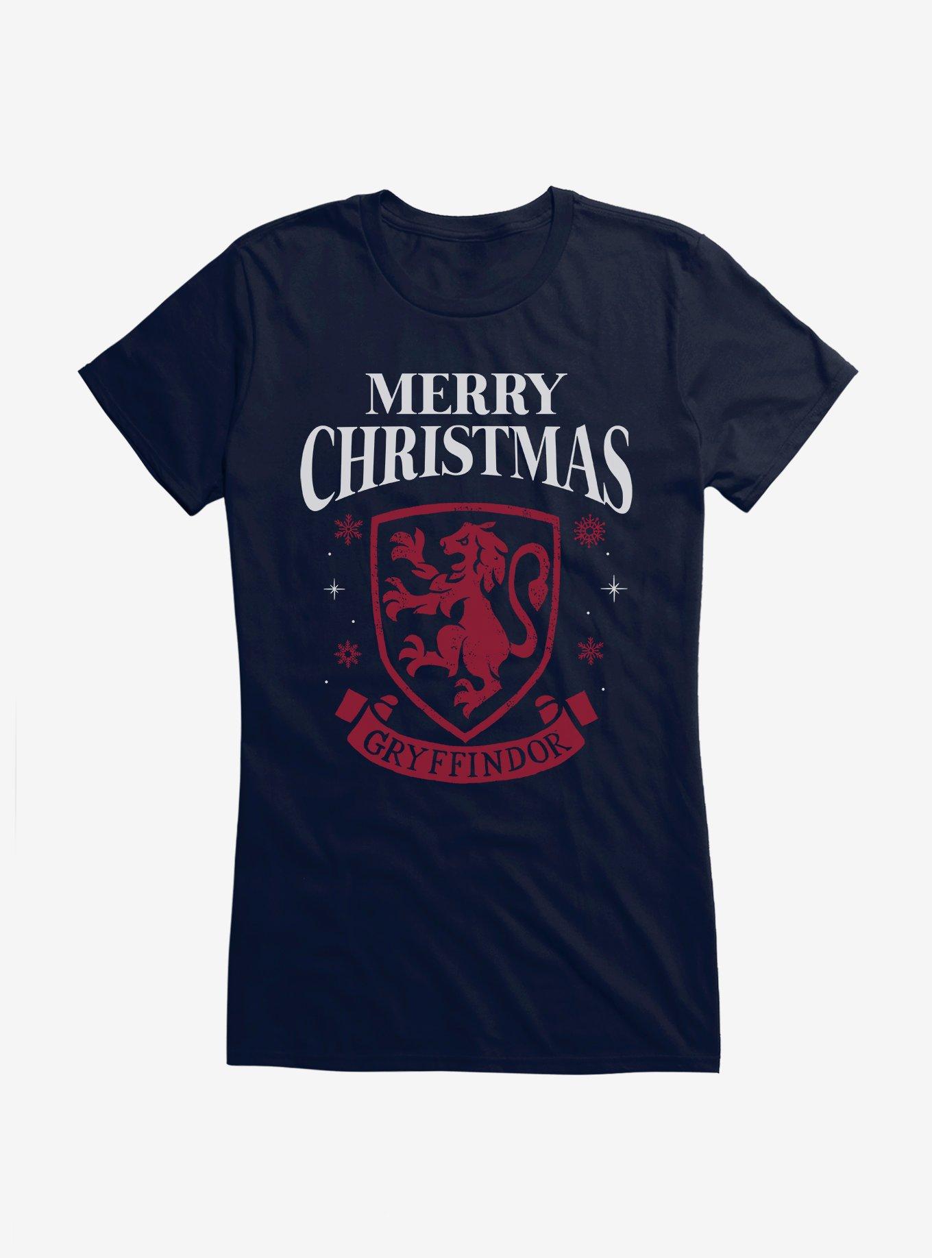 Harry Potter Merry Christmas Gryffindor Girls T-Shirt, NAVY, hi-res