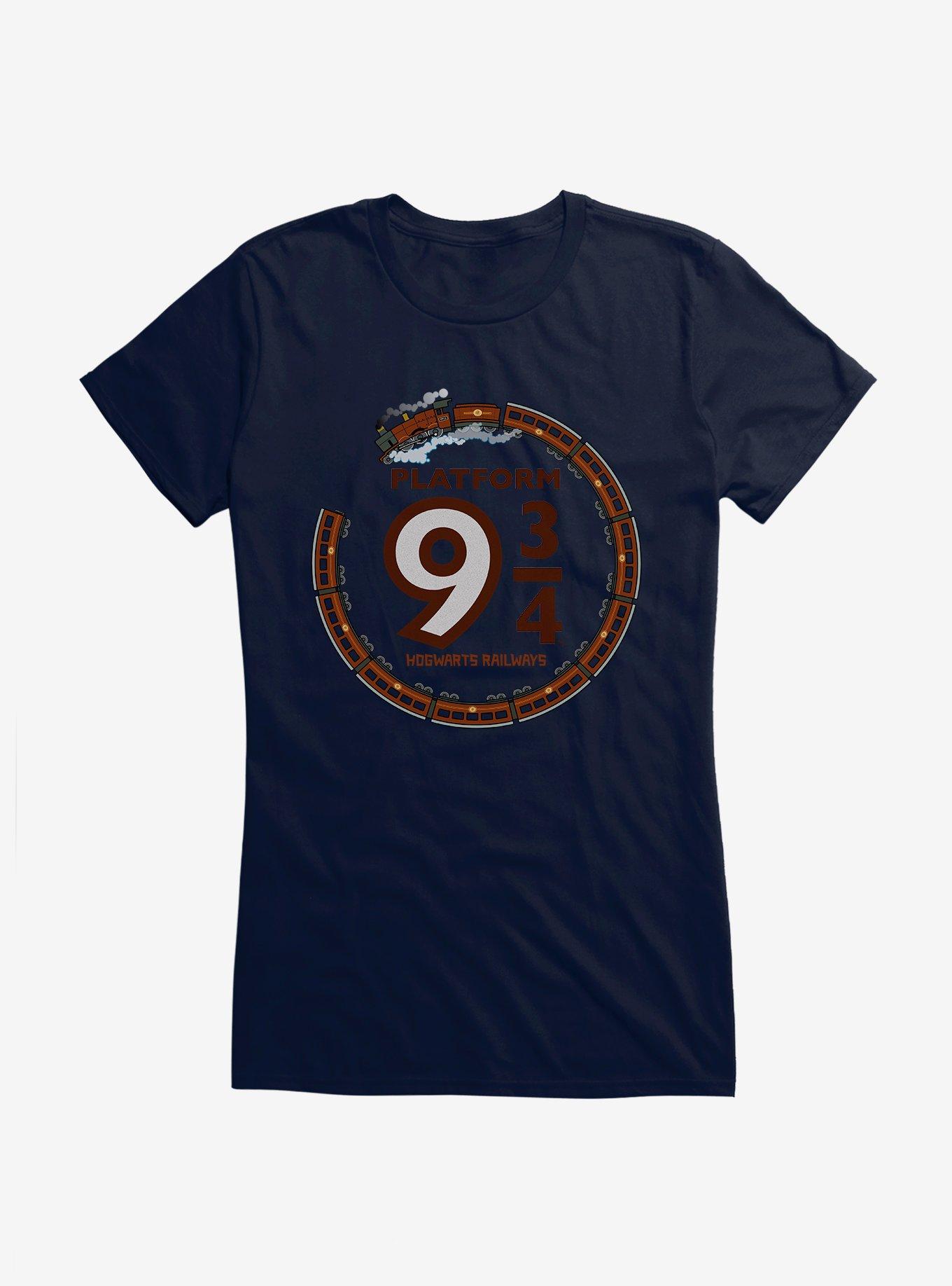Harry Potter Platform 9 3/4 Circular Train Girls T-Shirt, NAVY, hi-res