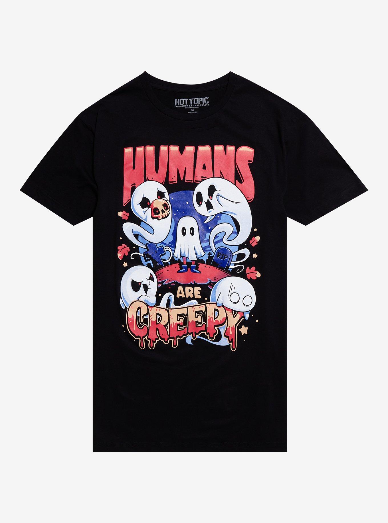 Humans Are Creepy Ghost T-Shirt By Snouleaf, BLACK, hi-res