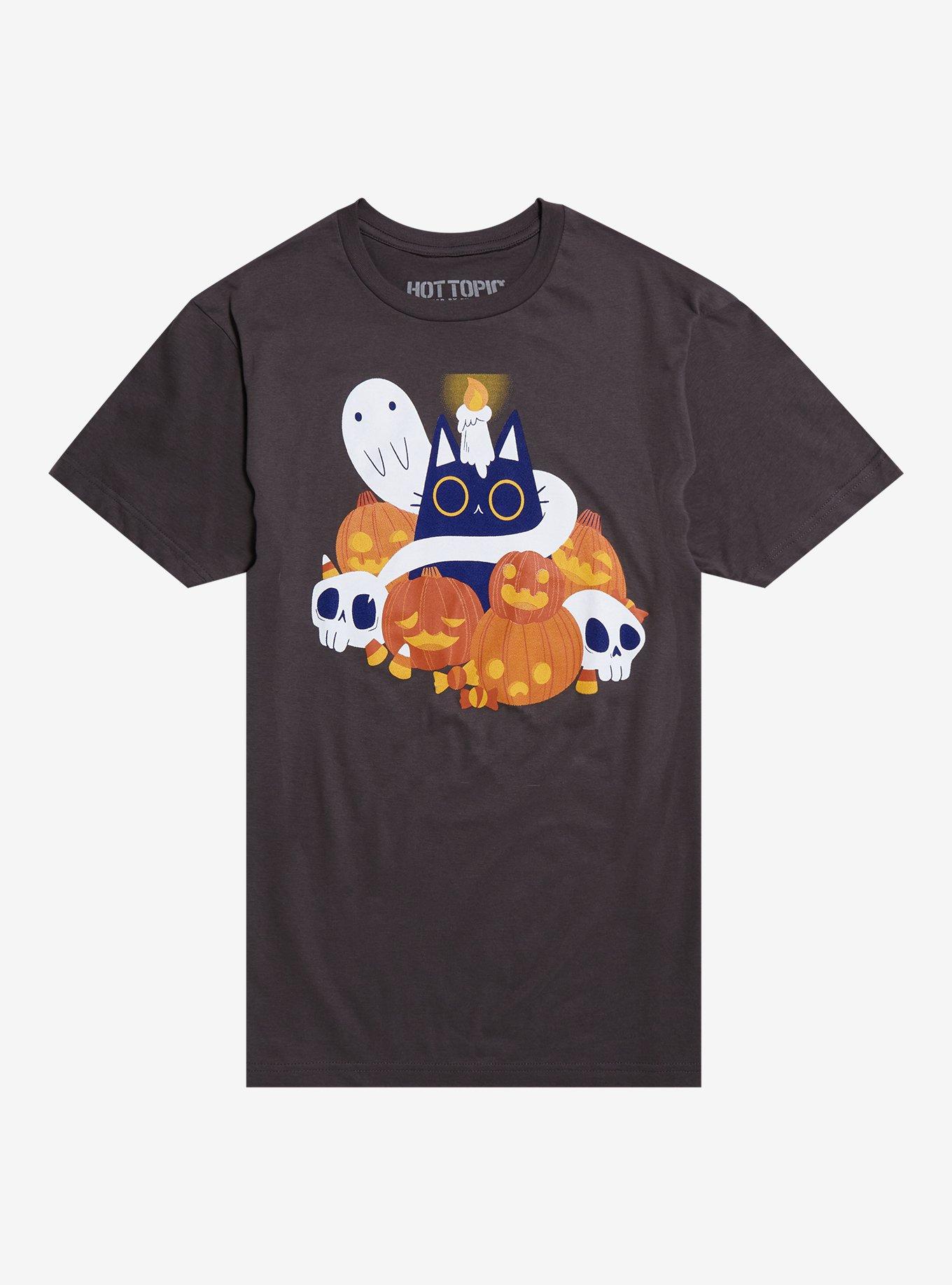 Cat Pumpkin Candle T-Shirt By Taylor Ross1, , hi-res