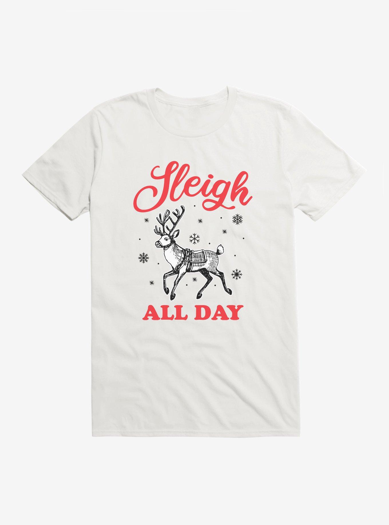 Sleigh All Day Reindeer T-Shirt, WHITE, hi-res