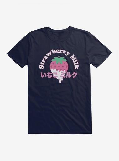 Strawberry Milk T-Shirt - BLUE | Hot Topic display picture 3