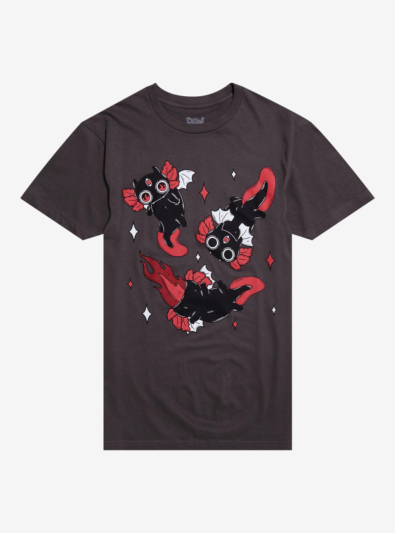 Devil Axolotl T-Shirt By Pvmpkin Art, CHARCOAL, hi-res