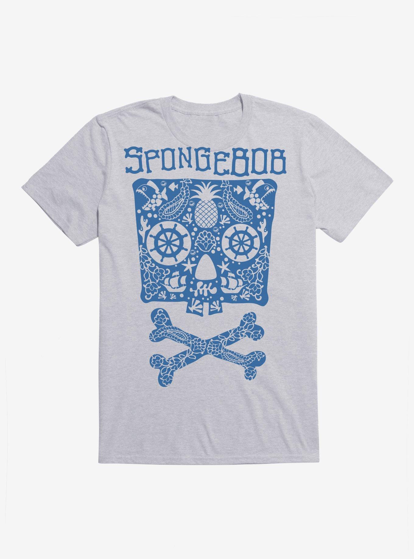 SpongeBob SquarePants Skulls And Bones SpongeBob T-Shirt, HEATHER GREY, hi-res