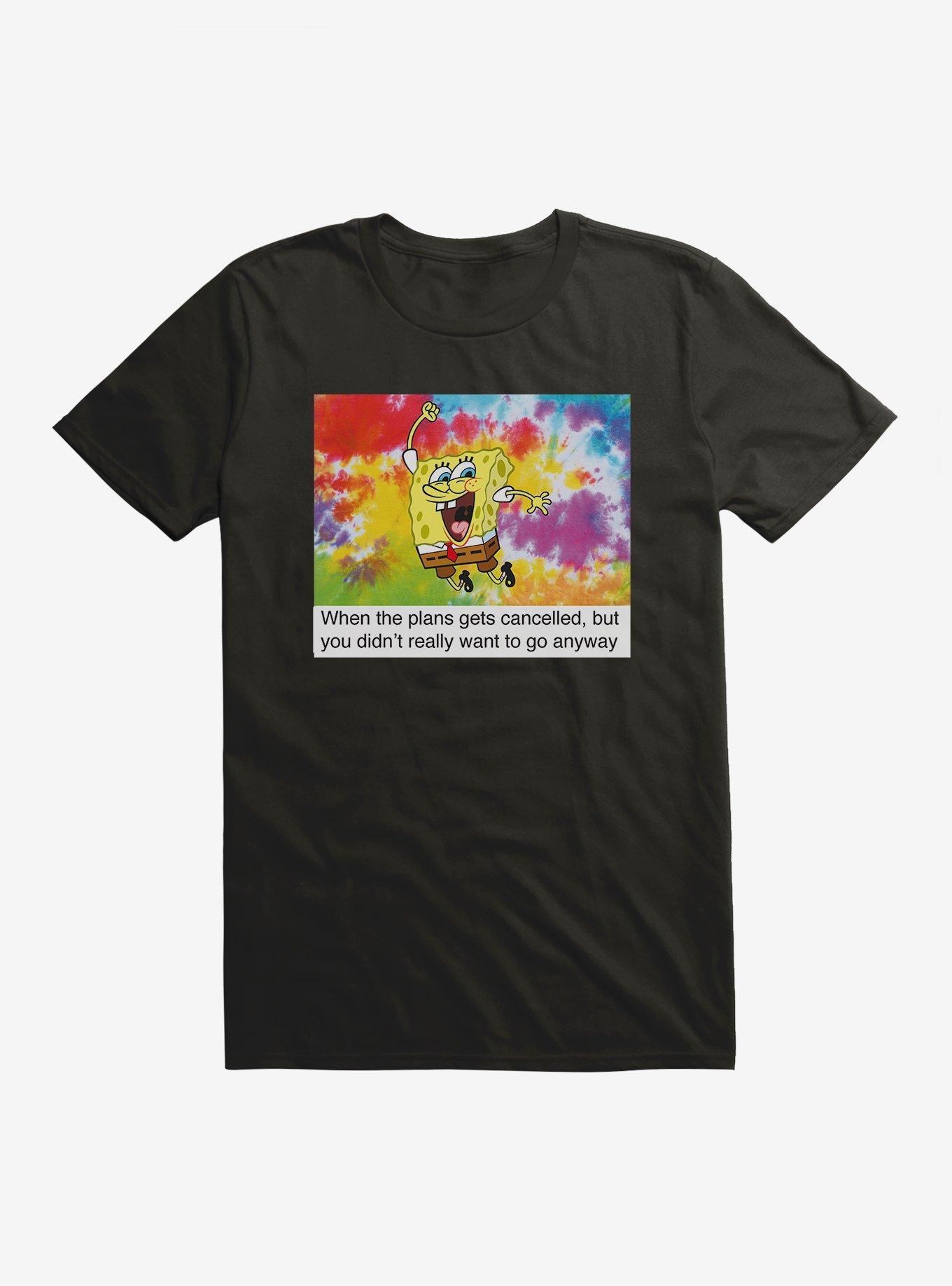 SpongeBob SquarePants Cancelled Plans Meme T-Shirt, BLACK, hi-res