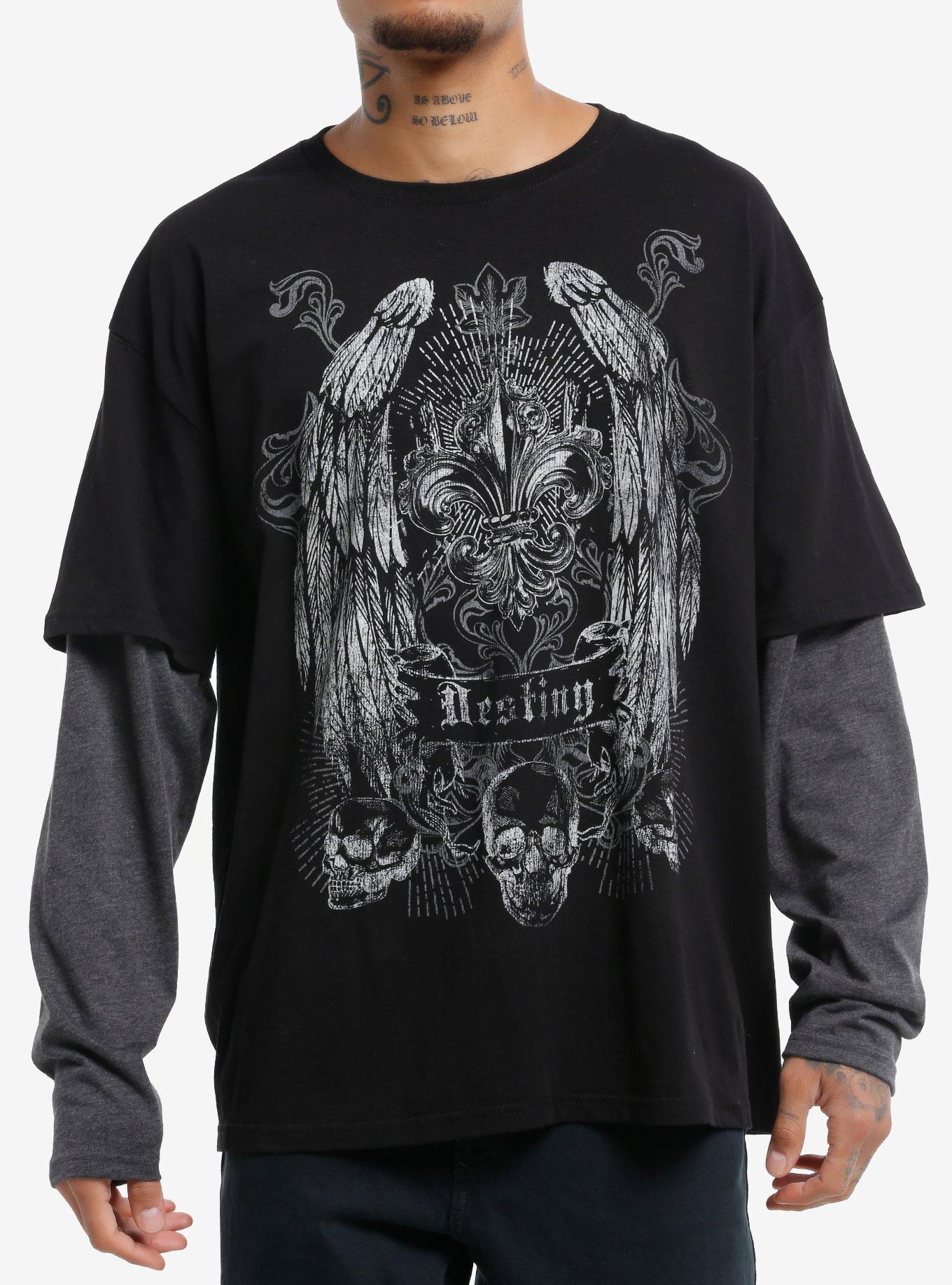 Destiny Skulls & Wings Oversized Long-Sleeve Twofer, , hi-res