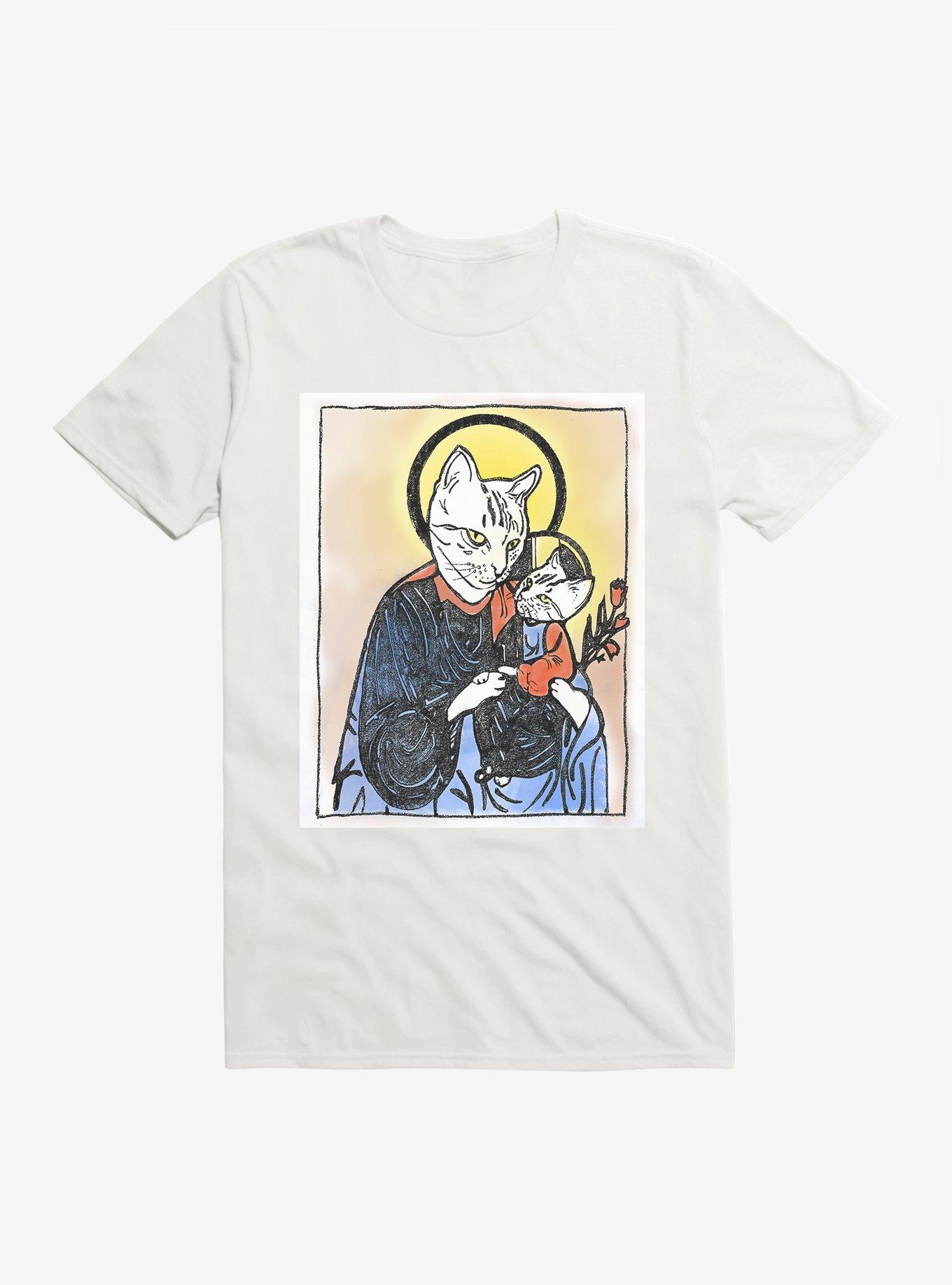 Cat Saint T-Shirt, WHITE, hi-res
