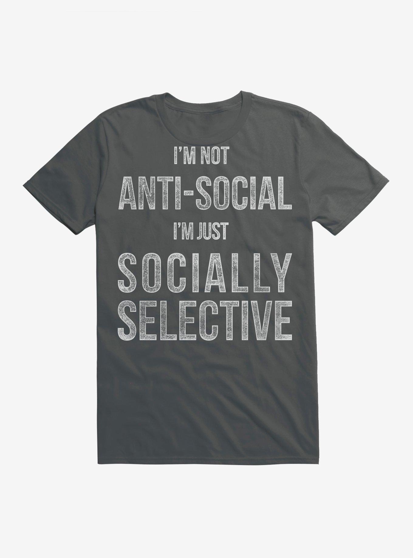 I'm Just Socially Selective T-Shirt, CHARCOAL, hi-res