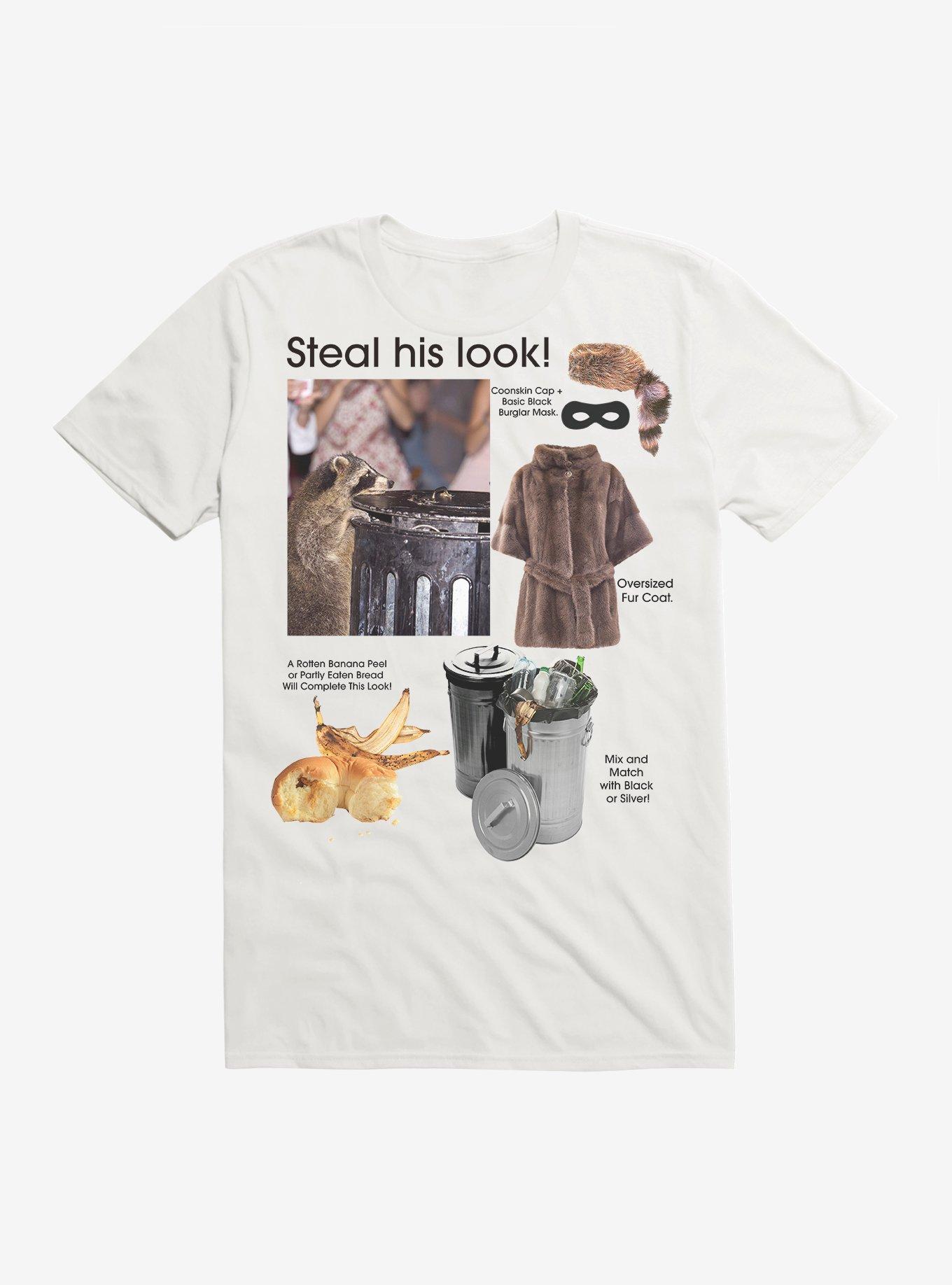 Steal His Look Raccoon T-Shirt, WHITE, hi-res