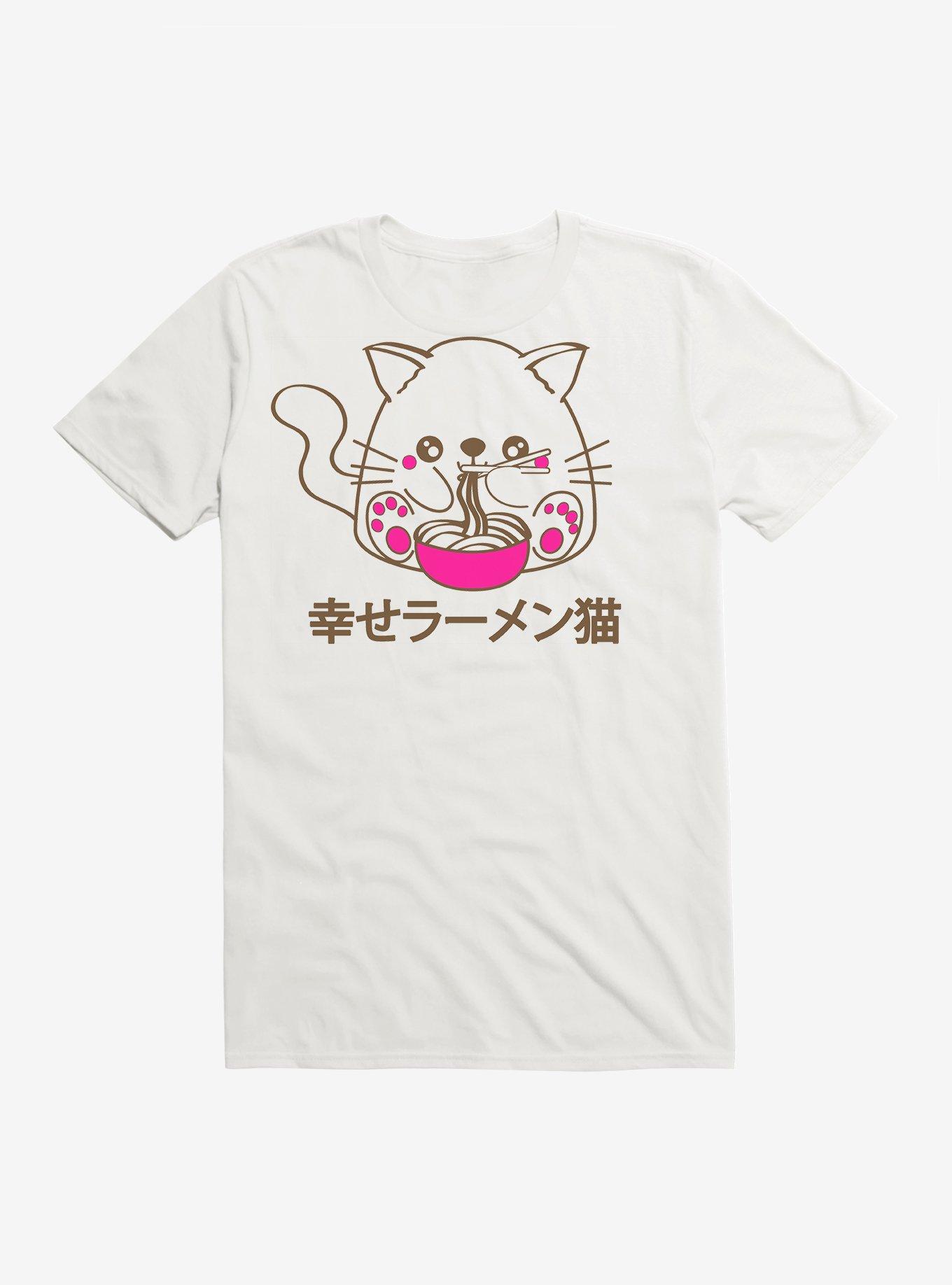 Noodle Cat T-Shirt, WHITE, hi-res