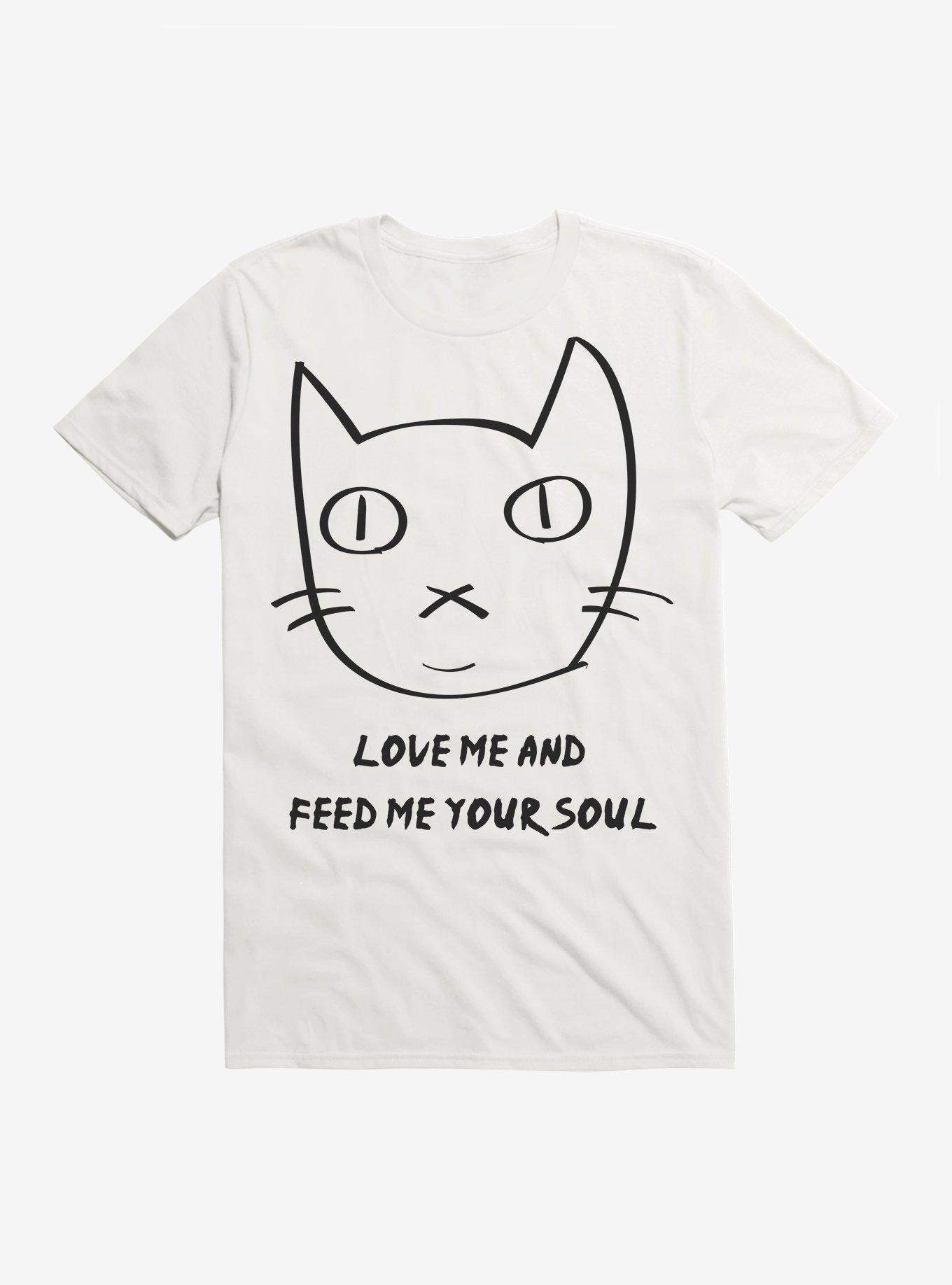Love Me & Feed Me Cat T-Shirt, WHITE, hi-res