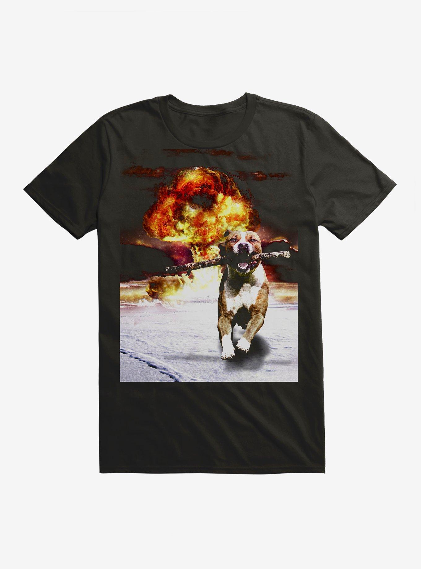 Dog Fetching Stick T-Shirt, BLACK, hi-res
