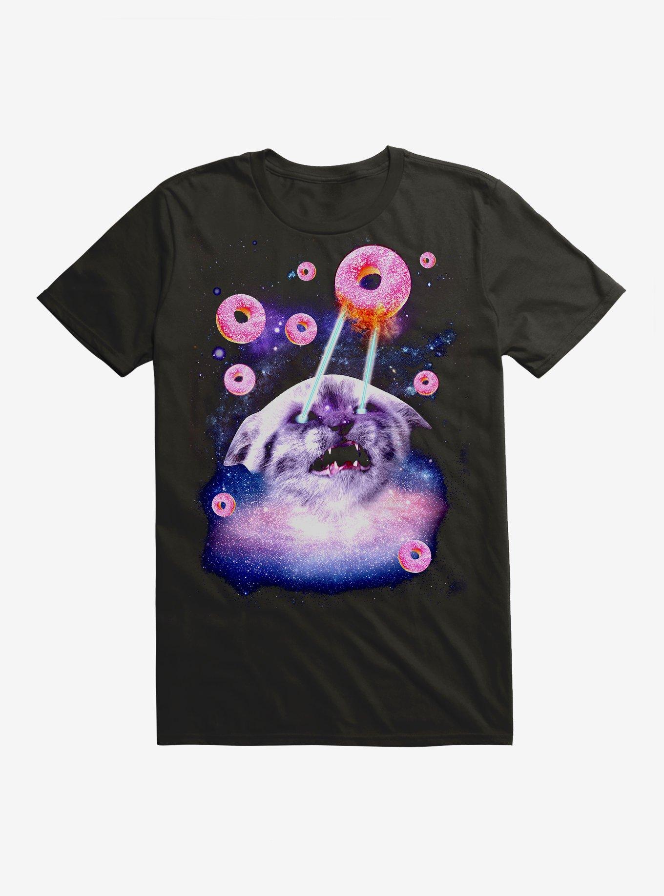 Cat Donuts Galaxy T-Shirt, BLACK, hi-res