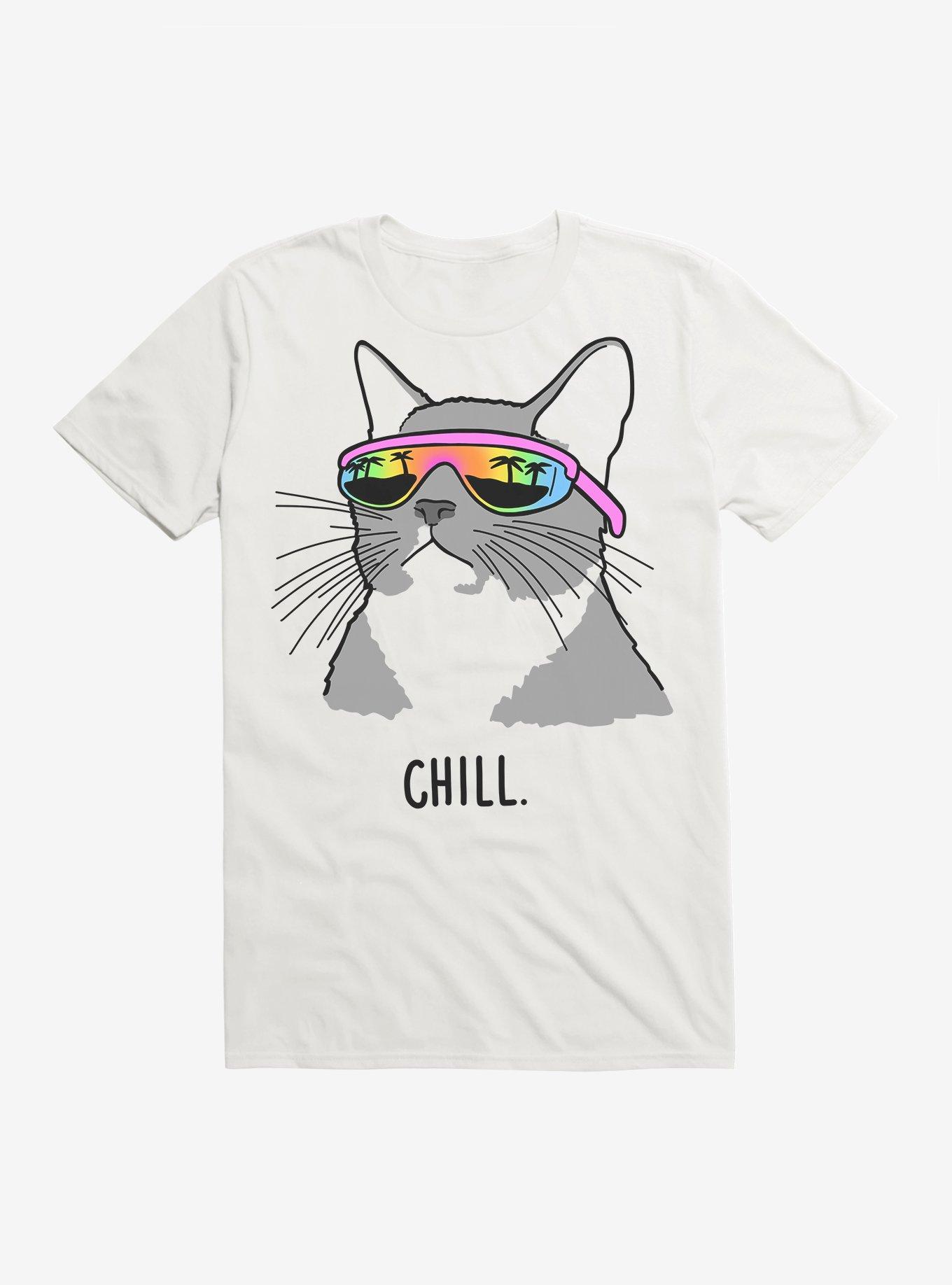 Chill Cat T-Shirt, WHITE, hi-res