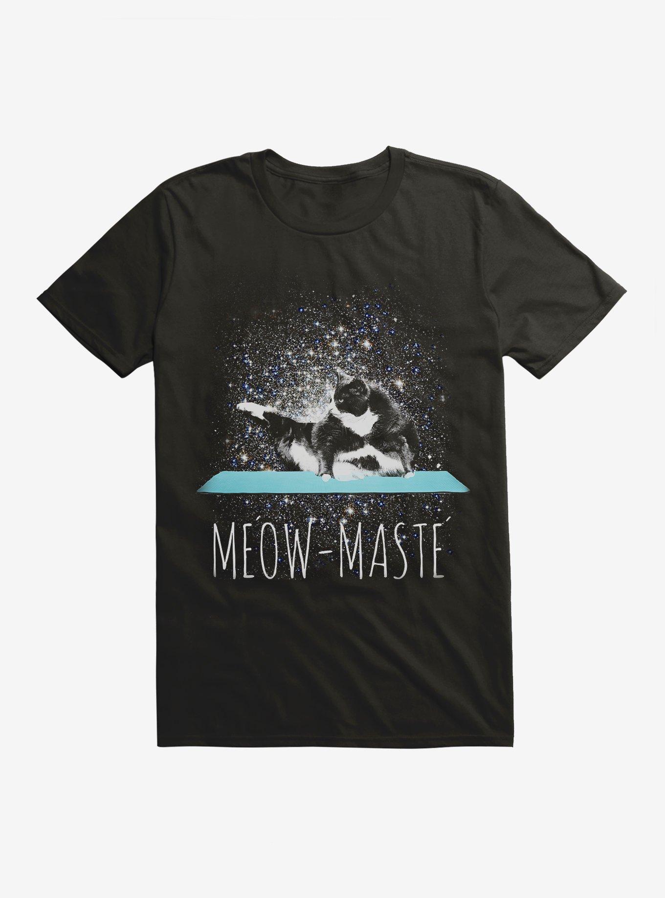 Meow Maste Yoga Cat T-Shirt, BLACK, hi-res
