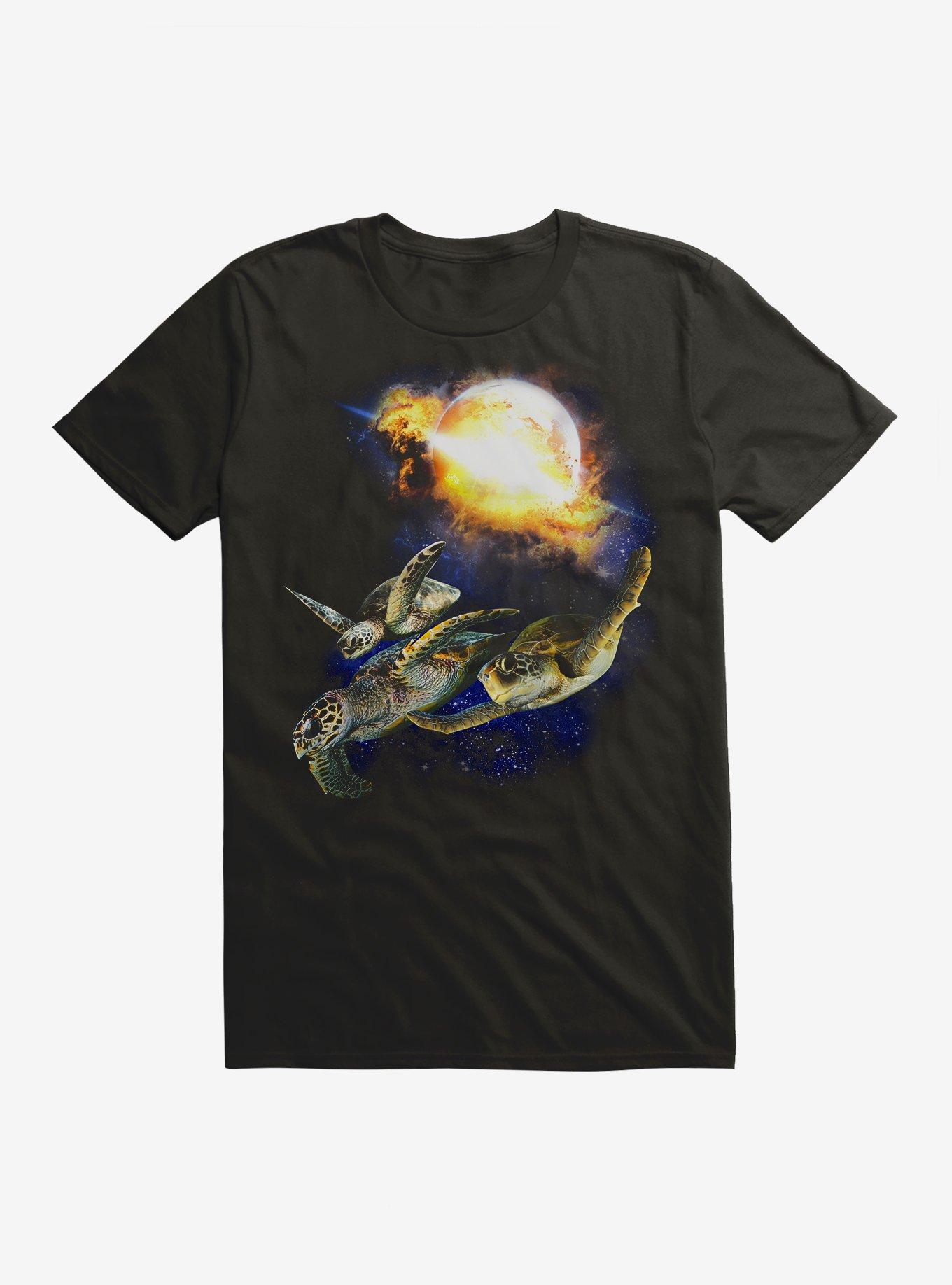 Space Sea Turtles T-Shirt, BLACK, hi-res