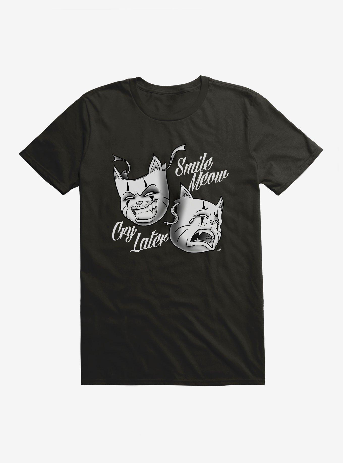 Laugh Now Cry Later Cat T-Shirt, BLACK, hi-res