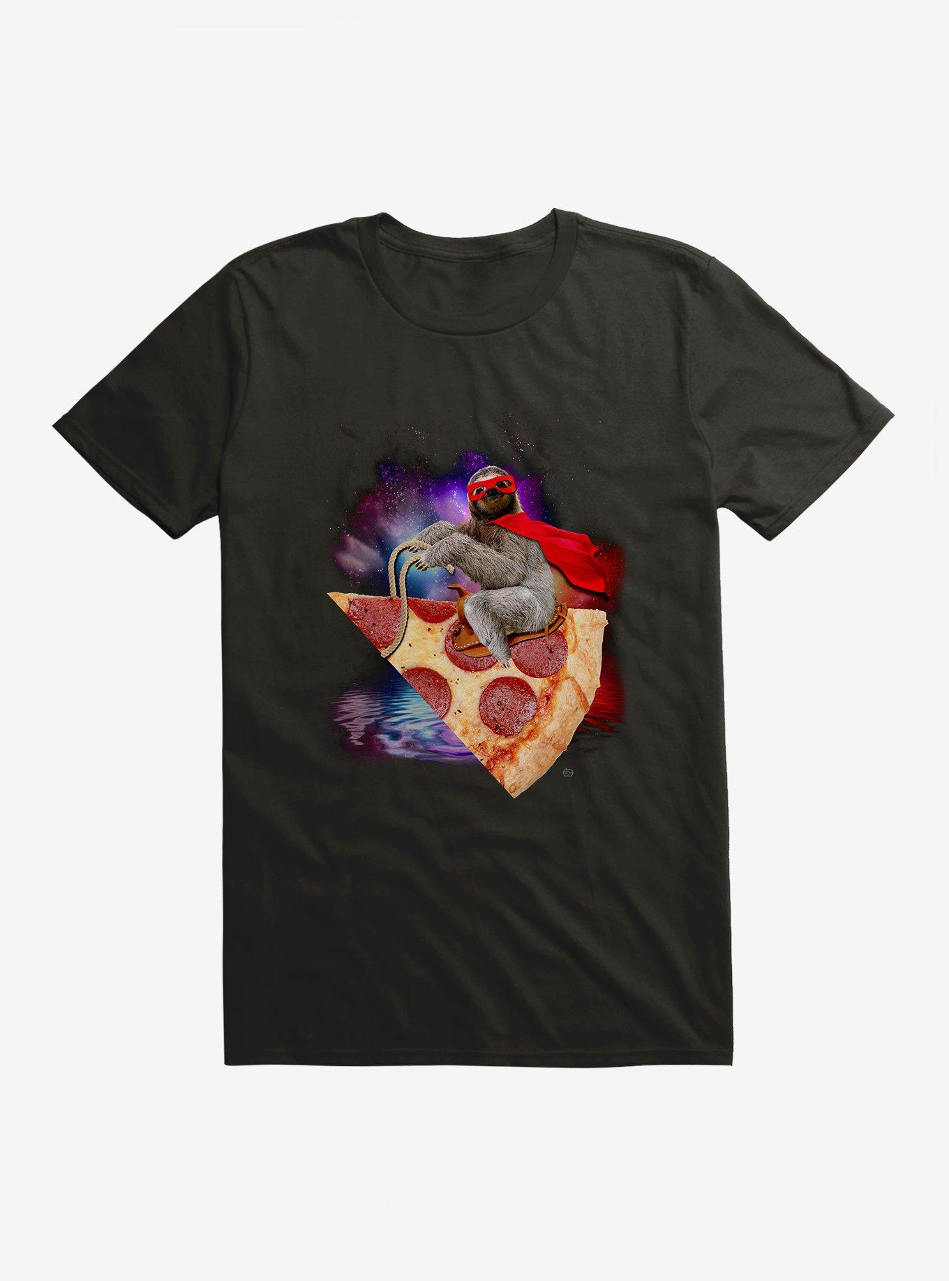 Supersloth Rides Za Slice T-Shirt, BLACK, hi-res