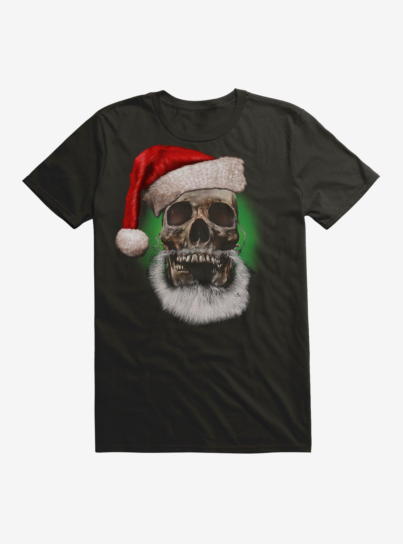 Santa Skull T-Shirt, BLACK, hi-res