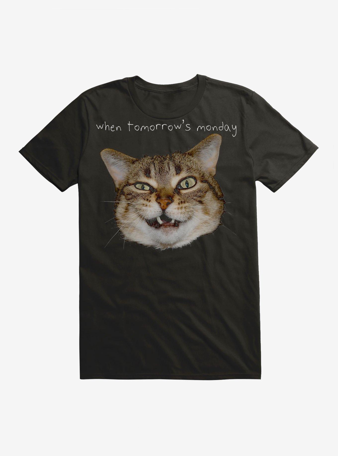 Tomorrow's Monday Cat T-Shirt, BLACK, hi-res