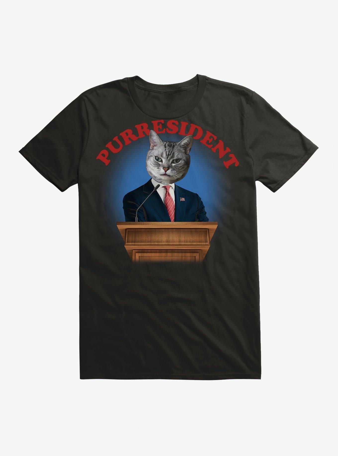 Purresident Cat T-Shirt, BLACK, hi-res