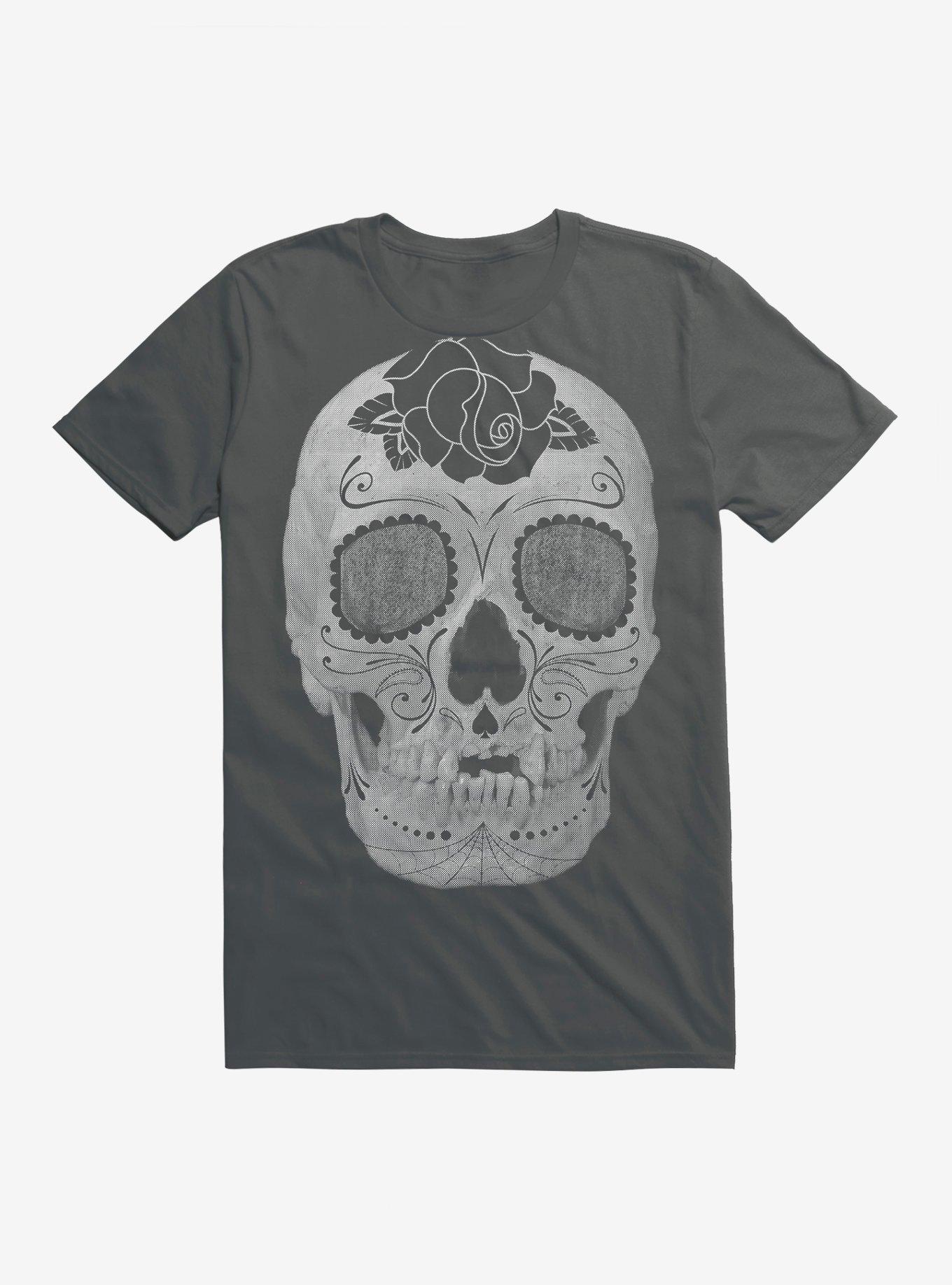 Jumbo Sugar Skull T-Shirt, CHARCOAL, hi-res