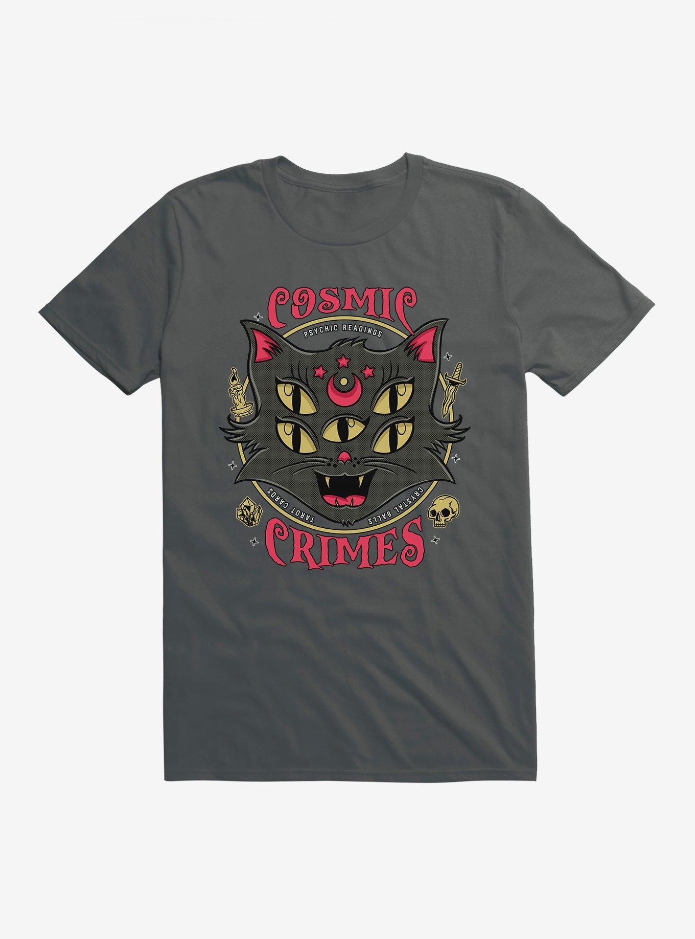 Cats Cosmic Grimes T-Shirt, CHARCOAL, hi-res