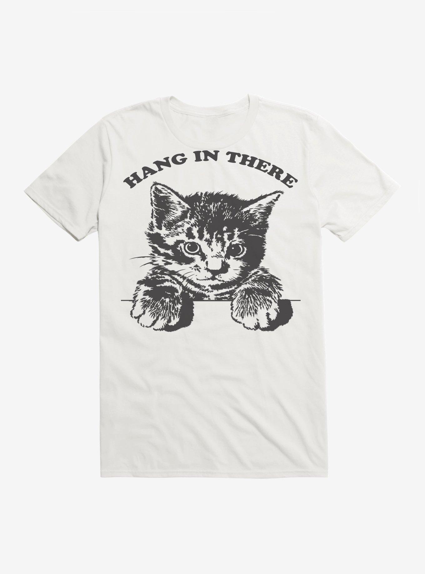 Hang In There Cat T-Shirt, WHITE, hi-res