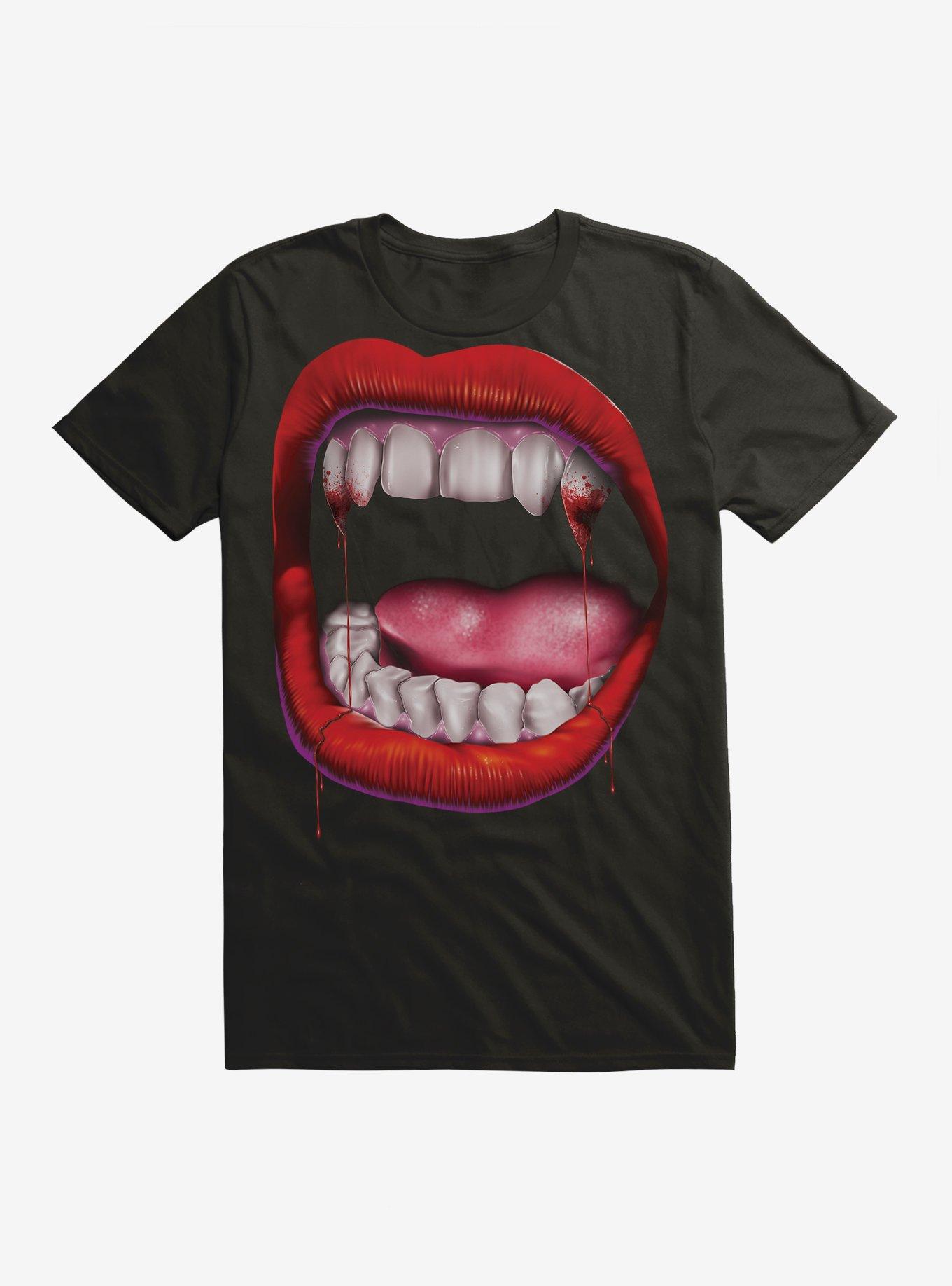 Vampire Mouth T-Shirt, BLACK, hi-res