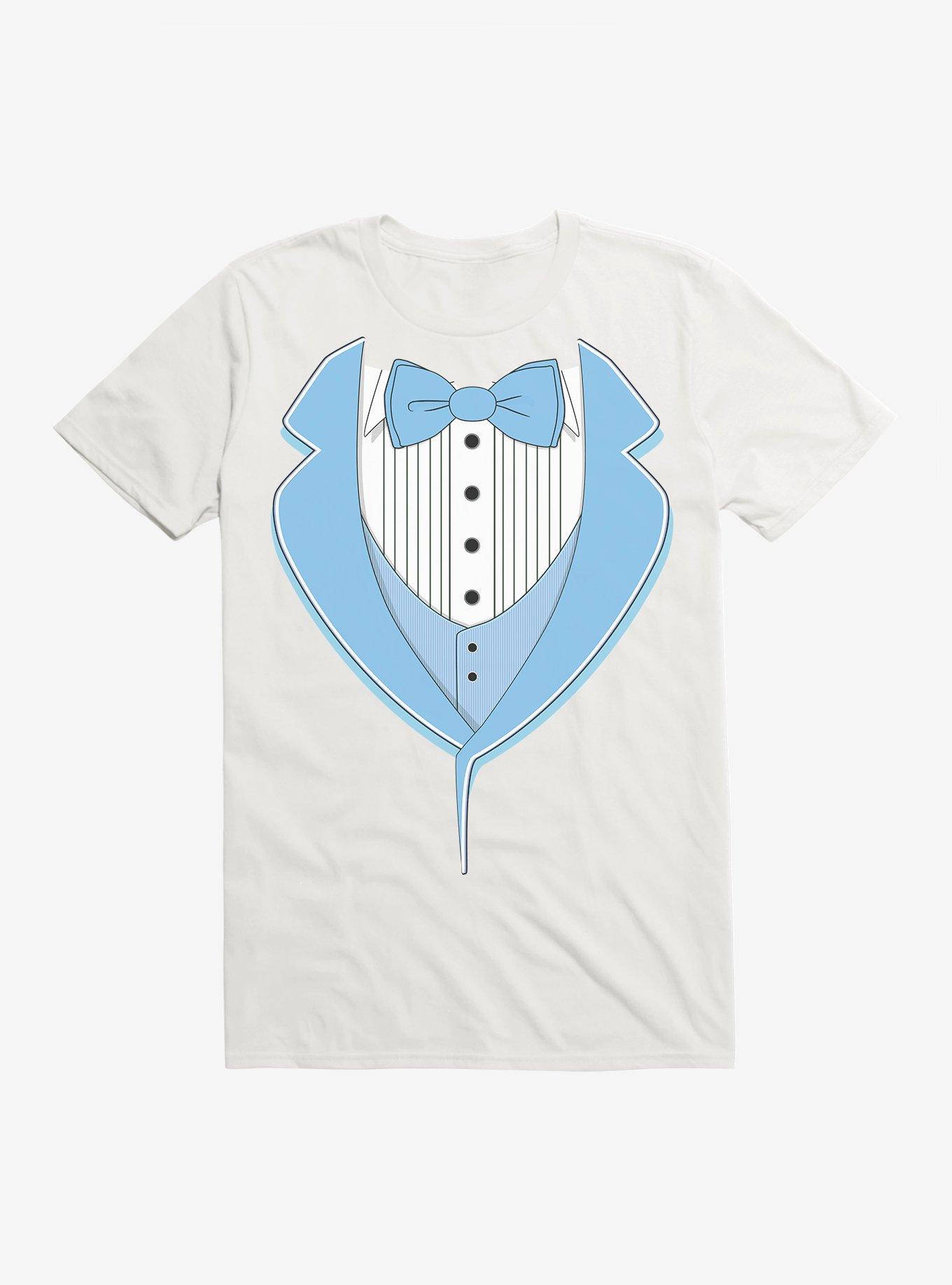 Blue Tuxedo T Shirt White