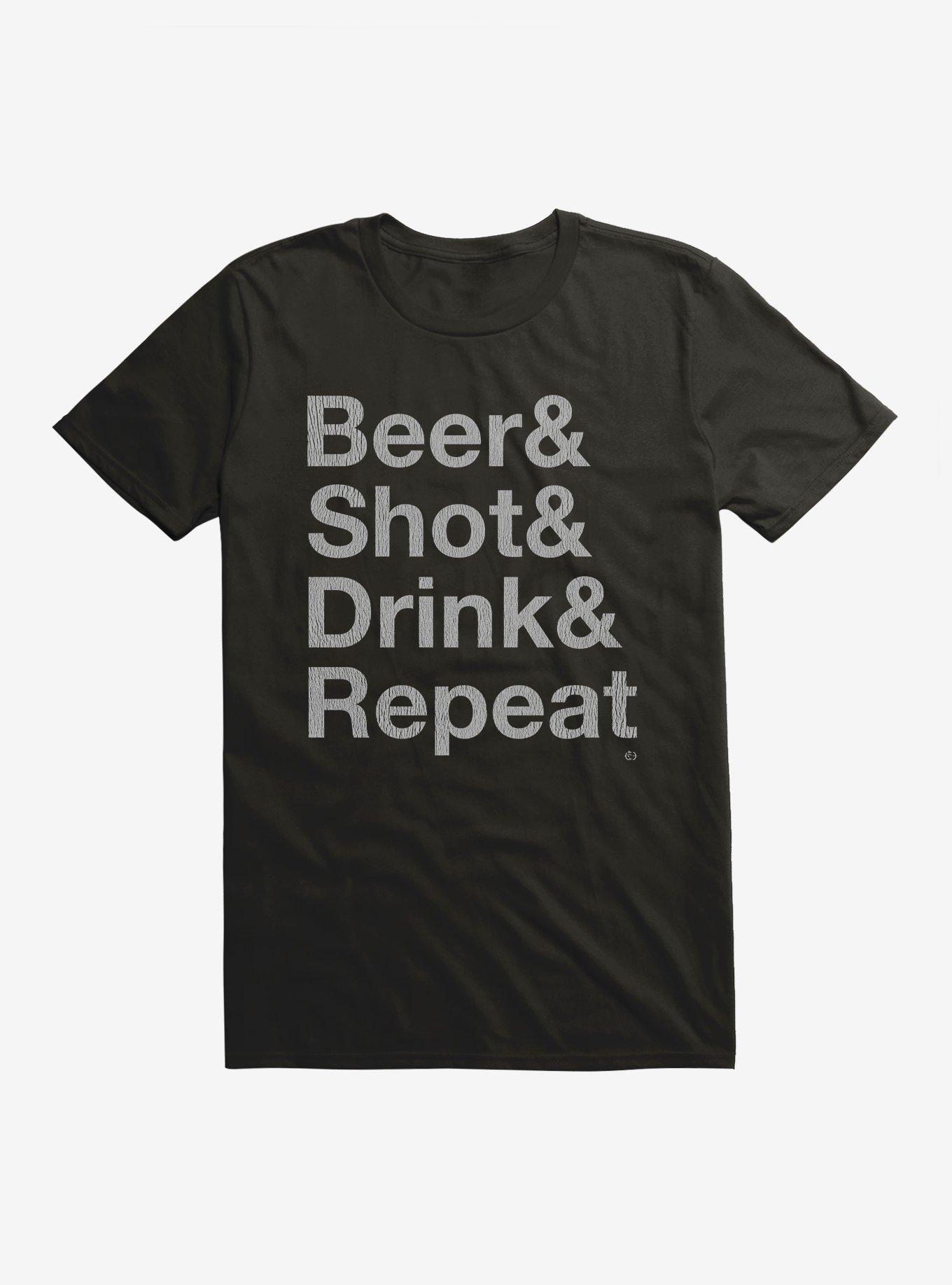 Beer & Shot & Drink & Repeat T-Shirt, , hi-res