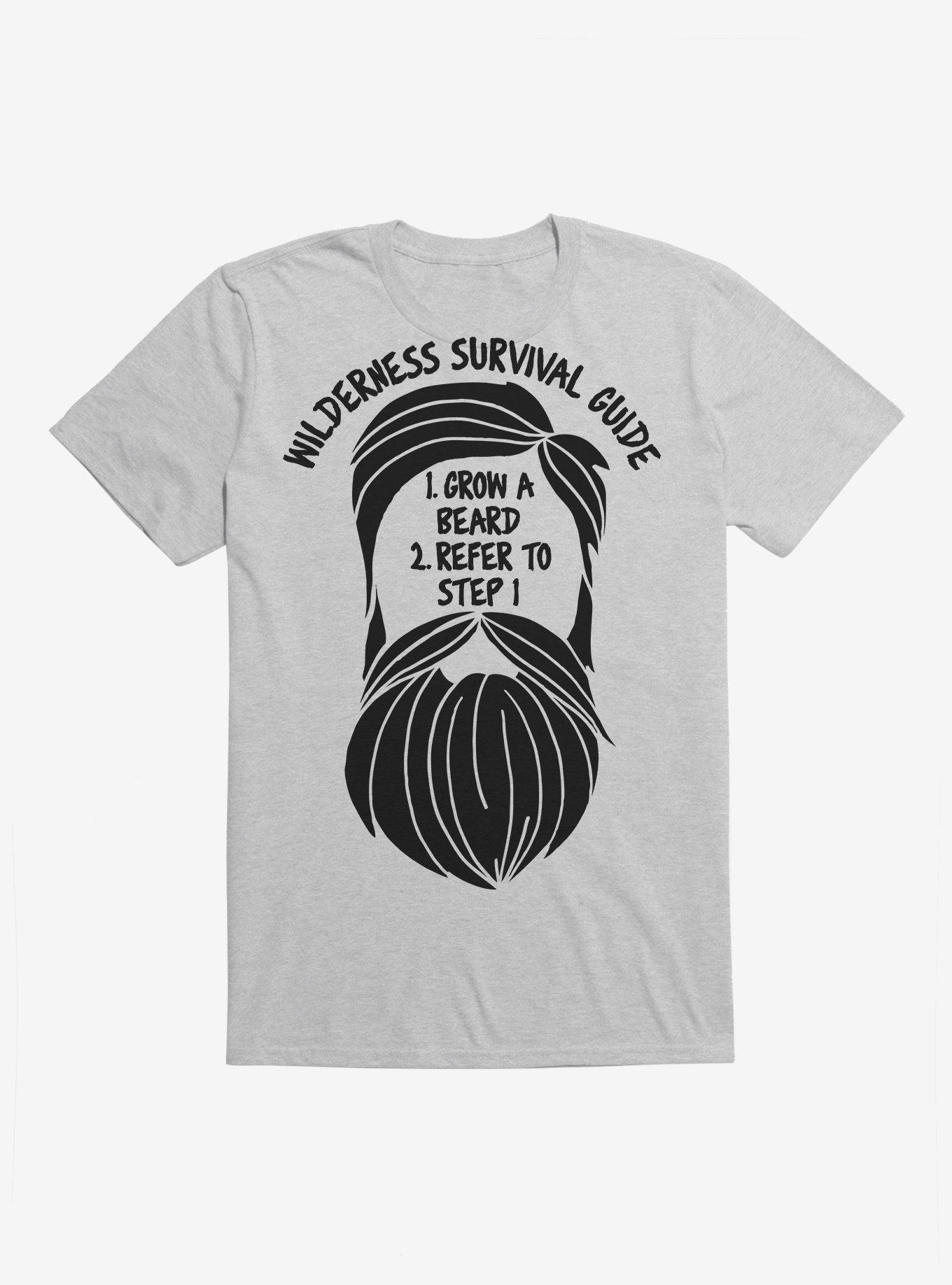 Wilderness Survival Guide Beard T-Shirt, HEATHER GREY, hi-res