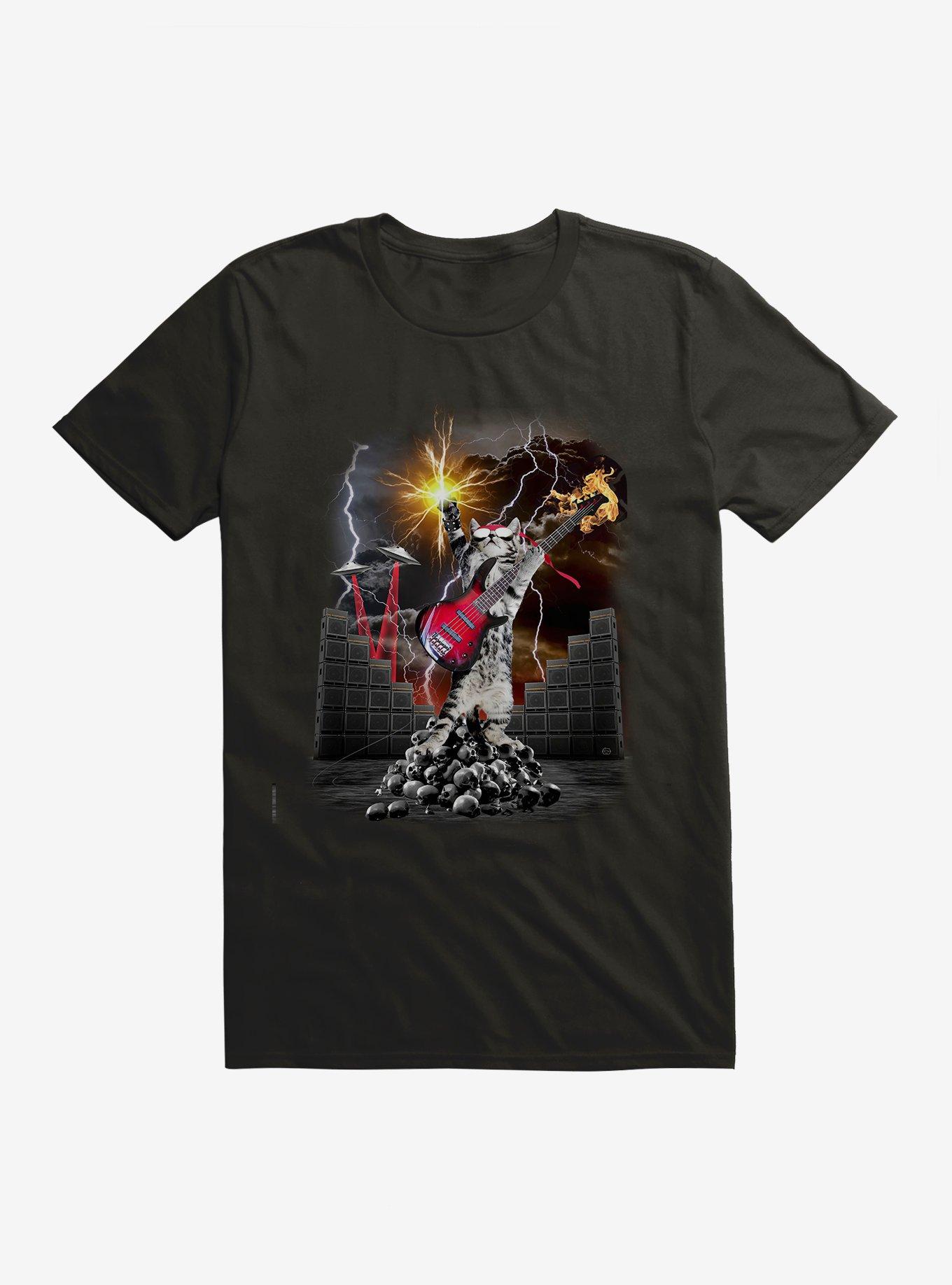 Heavy Metal Cat T-Shirt, BLACK, hi-res